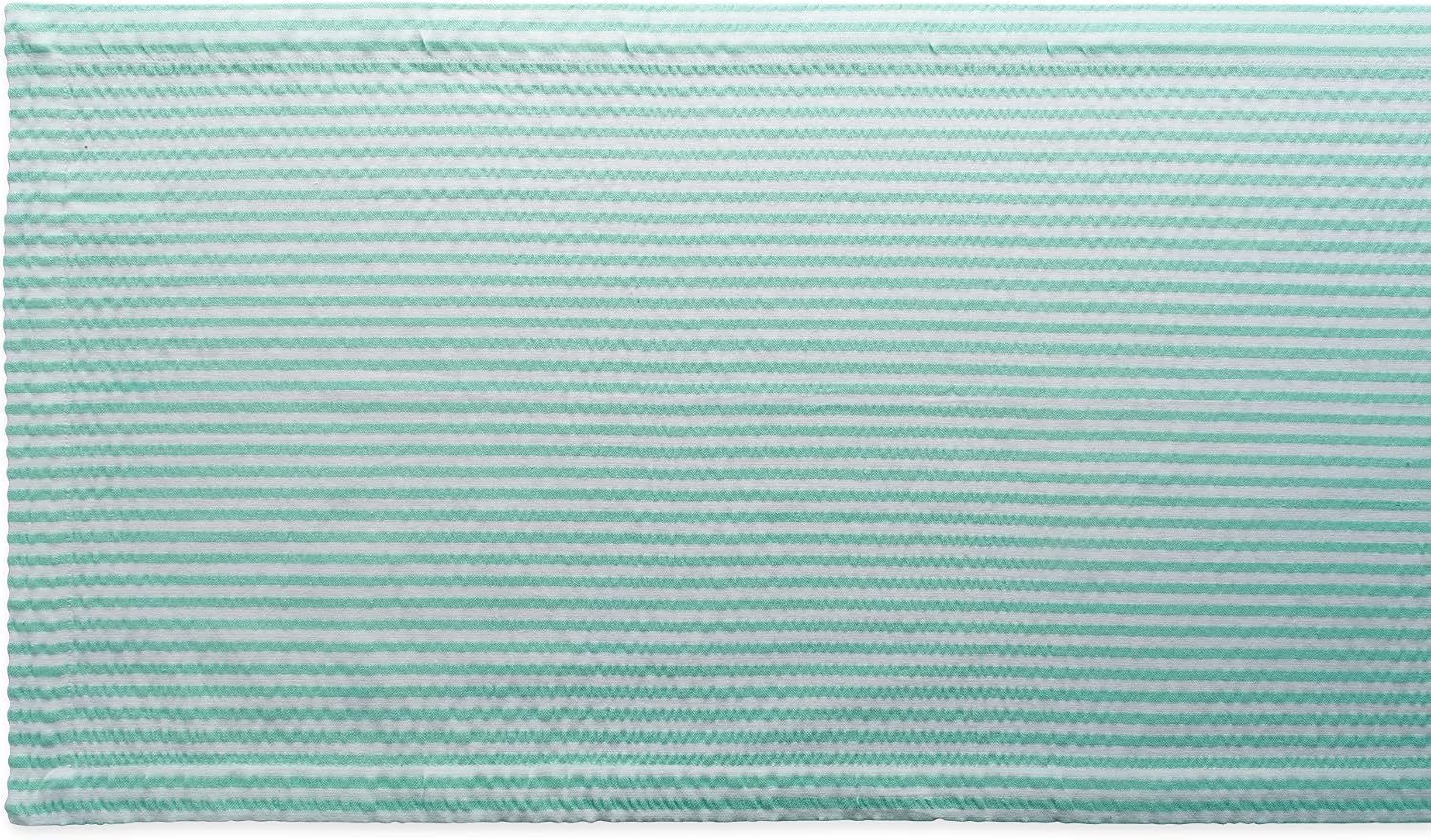 DII 100% Cotton Seersucker Striped Tabletop Collection, Aqua, Table Runner, 14x72, 1 Piece