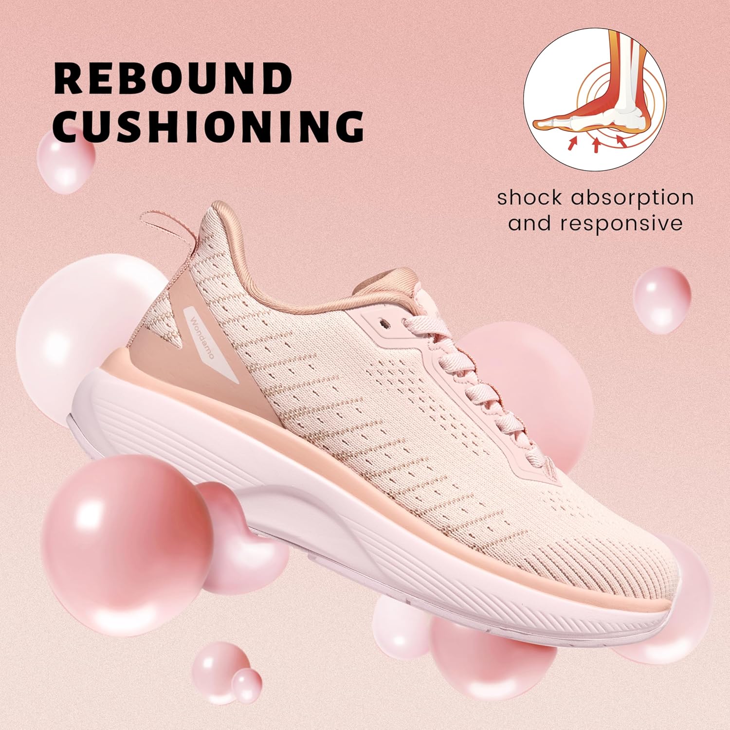 Wondamo Women's Walking Shoes Slip On Comfortable Rebound Running Tennis Shoes Lightweight Breathable Non Slip Supportive Casual Athletic Fashion Sneakers - Image 2