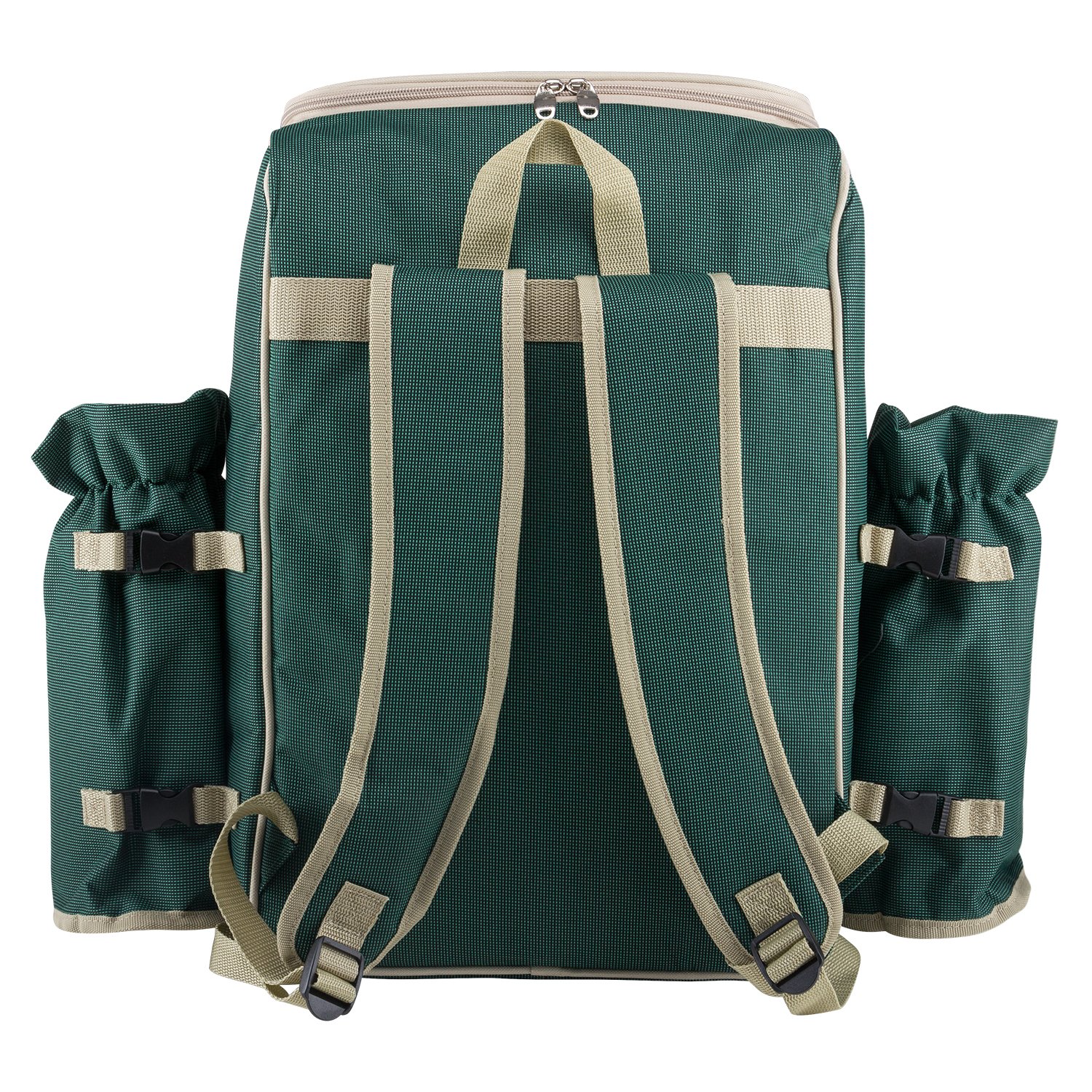 anndora Picknickrucksack 4 Personen mit integrierter Kühltasche grün inkl. 29-teiliges Zubehör