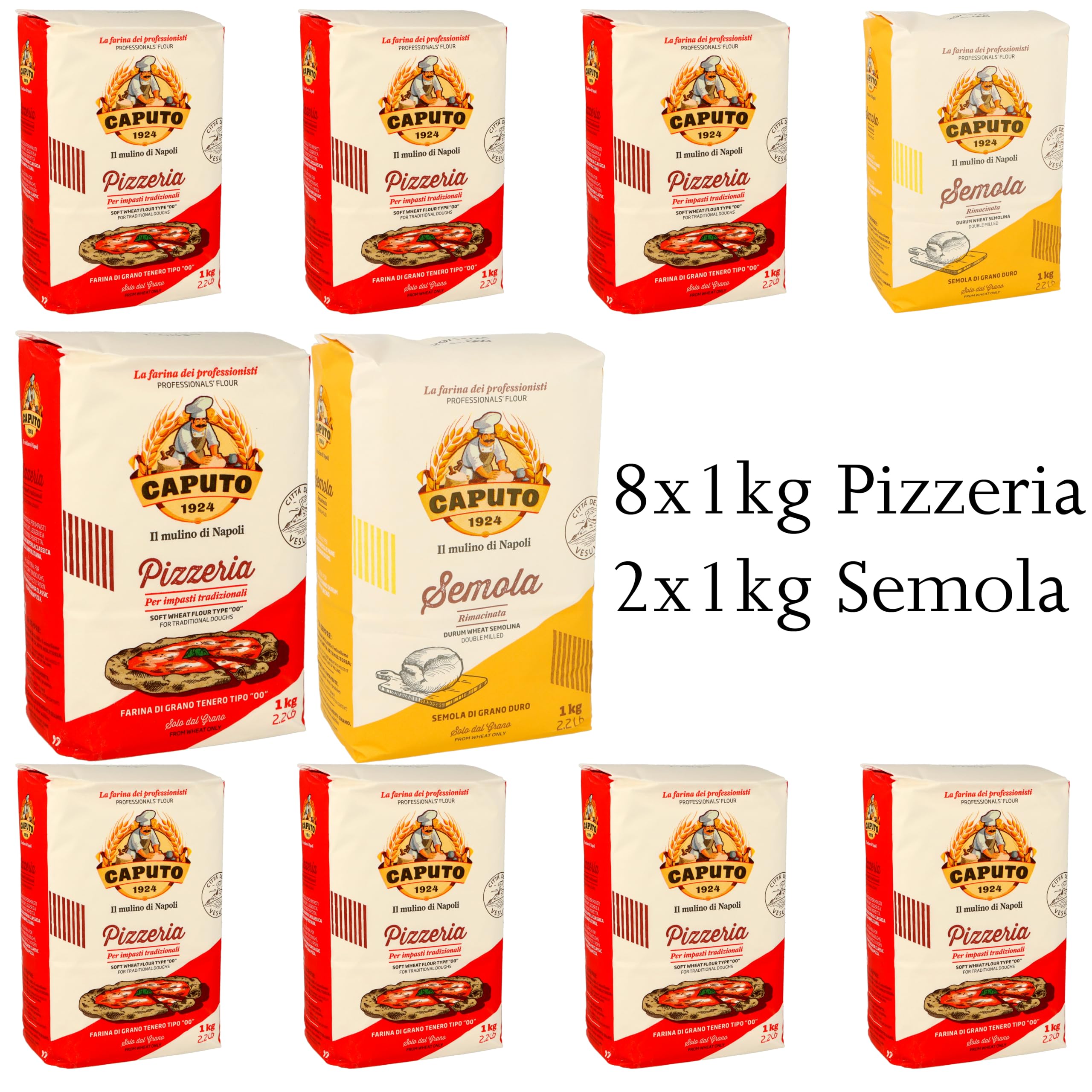 Molino Caputo Pizzamehl Set - 8kg Pizzeria und 2kg Semola