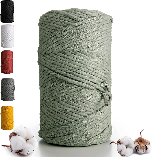 Ukropes Macrame Cord 3mm 140m Single Strand Twisted Macrame Cotton Rope, Dyed Craft String for Knitting, Crochet, Macramé for Handmade Wall Hanging, Dream Catcher, Plant Hangers, Kit, DIY projects