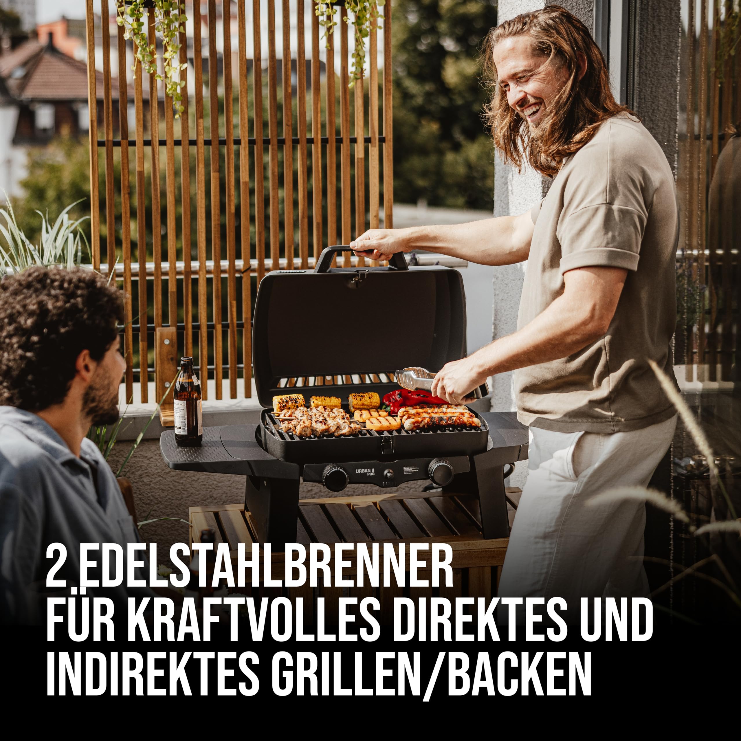 Enders Urban II Pro Gasgrill Tischgrill 2 Brenner Edelstahl mit Thermometer Gusseisen-Rost
