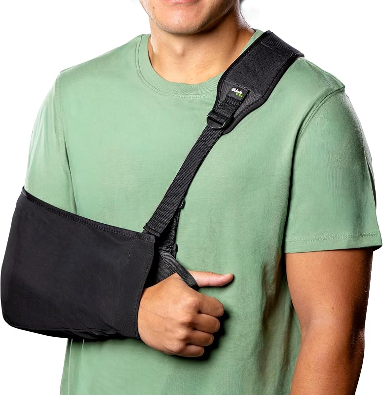 Arm Sling for Shoulder Injury & Rotator Cuff Support – Breathable, Adjustable Arm Sling with Front Buckle, Padded Strap & Thumb Loop, Left or Right Arm, Adult Support