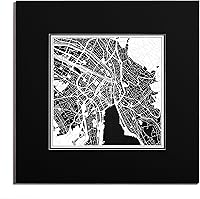 Vista 85 de O3 Design Studio Mapa de corte de papel Madrid negro mate de 20 x 20 pulgadas