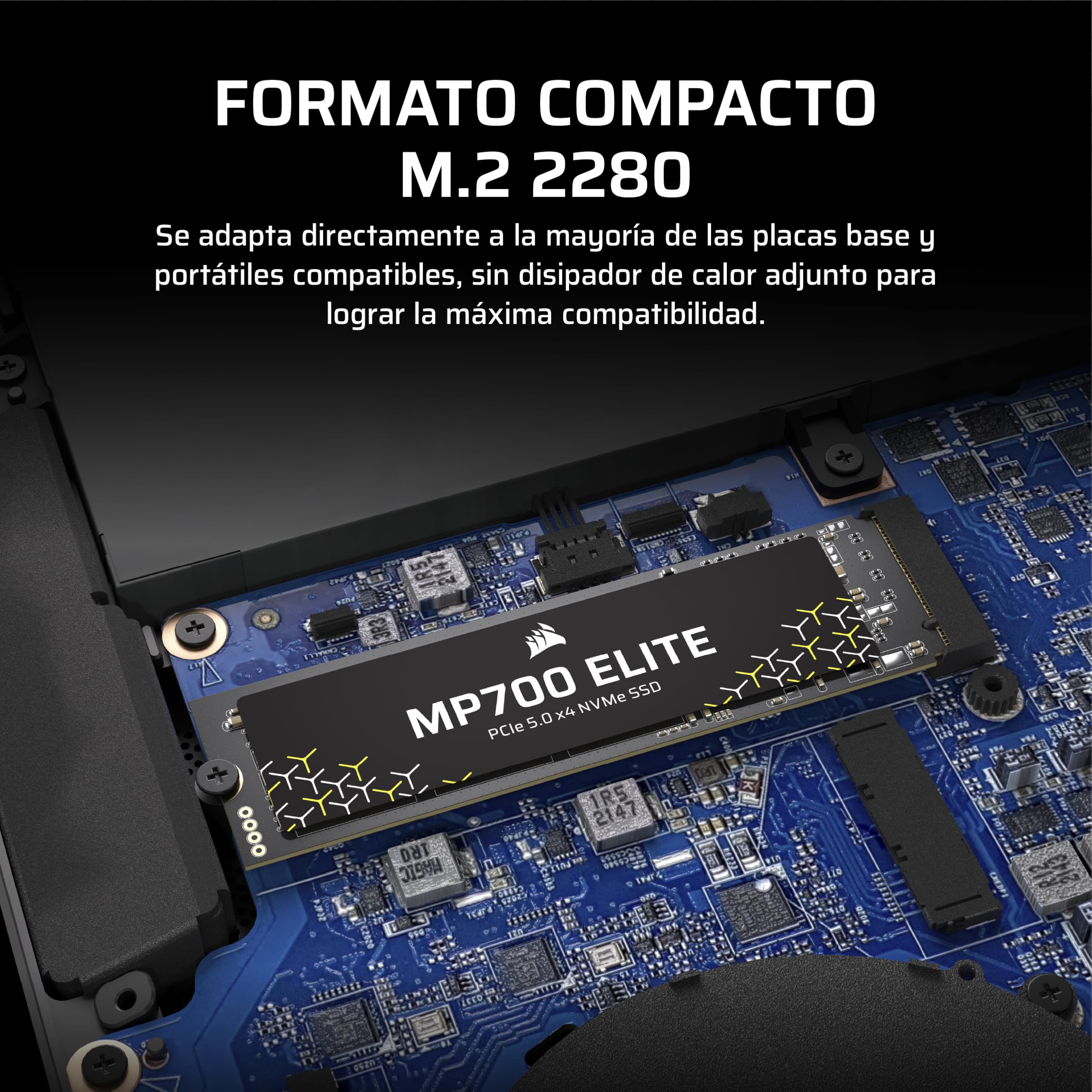 Corsair Mp700 Elite - Ssd - 2tb - Intern - M.2 2280 - Pci Express 5,0 X4 (nvme) (cssD-F2000gbmp700enh)