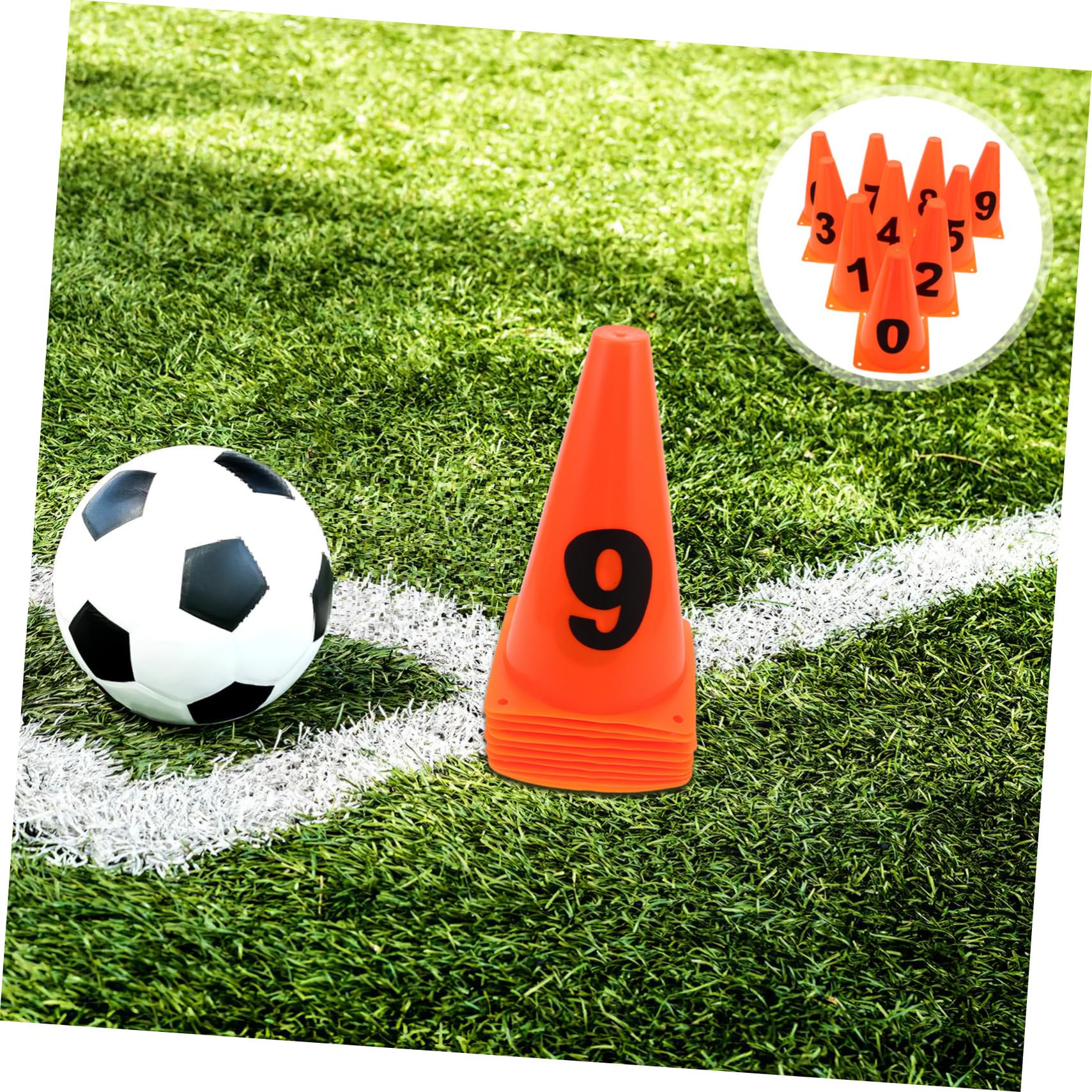 ifundom 10 Piezas Conjunto Conos Numerados Entrenamiento Deportivo Resistentes la Intemperie Marcadores de Campo para Fútbol y Baloncesto Alta Visibilidad y Precisión Ejercicios de