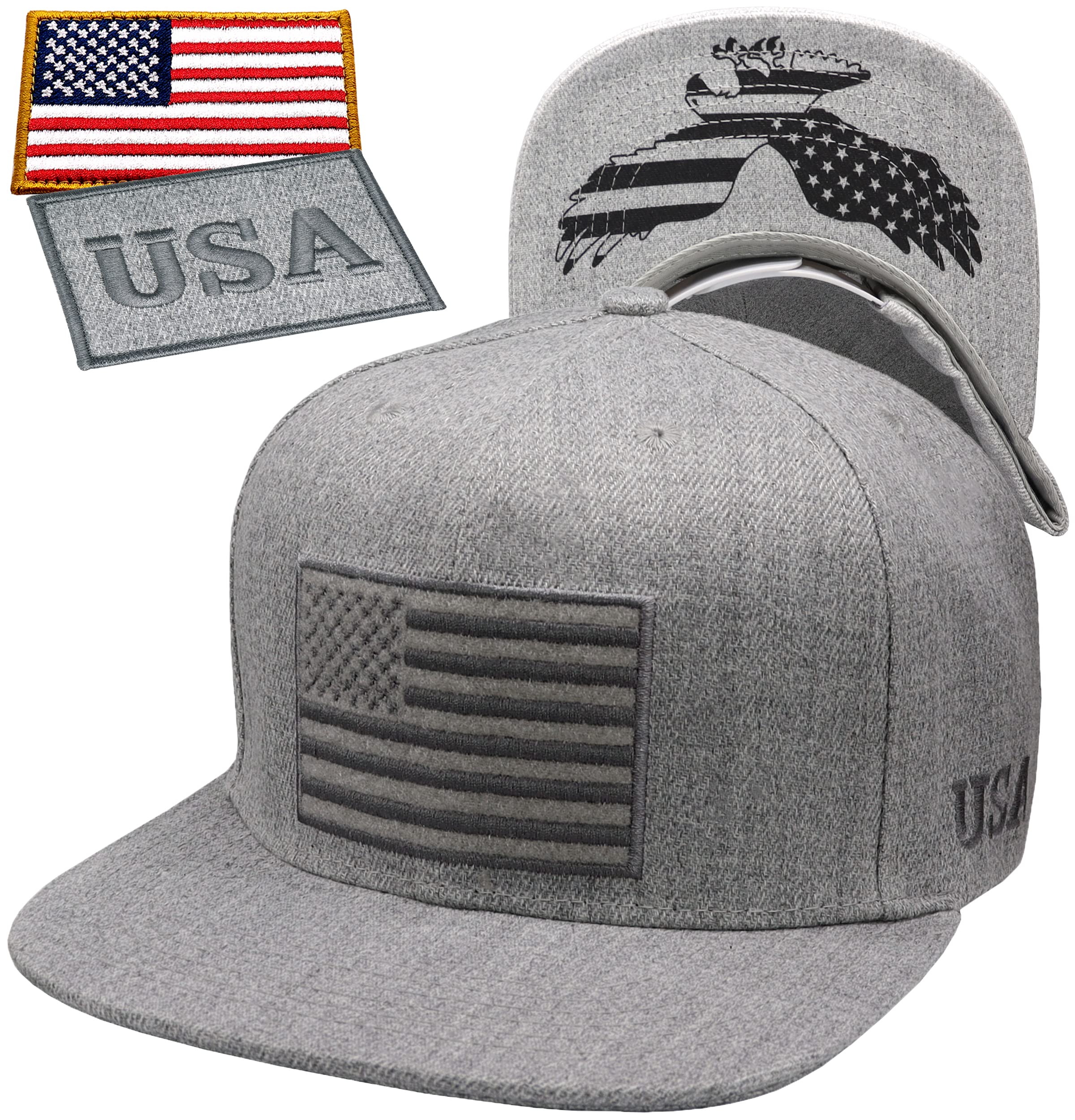 Antourage American Flag Unisex Baseball Hat for Men and Women | USA Flag Mesh Snapback Cap with 2 Patriotic Patches
