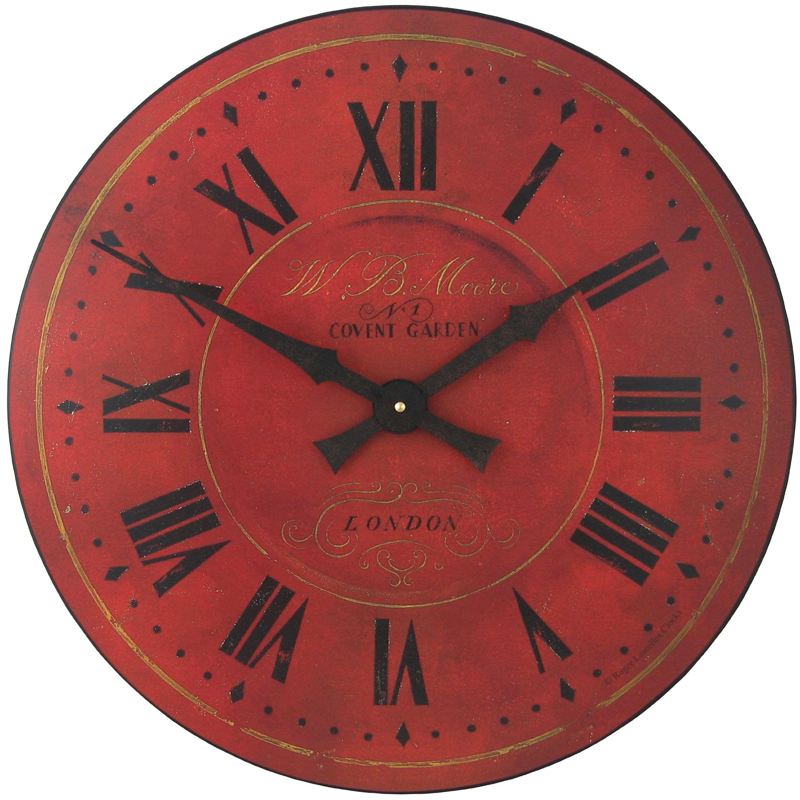Lascelles London Red Large Covent Garden Wall Clock - 49.6Cm