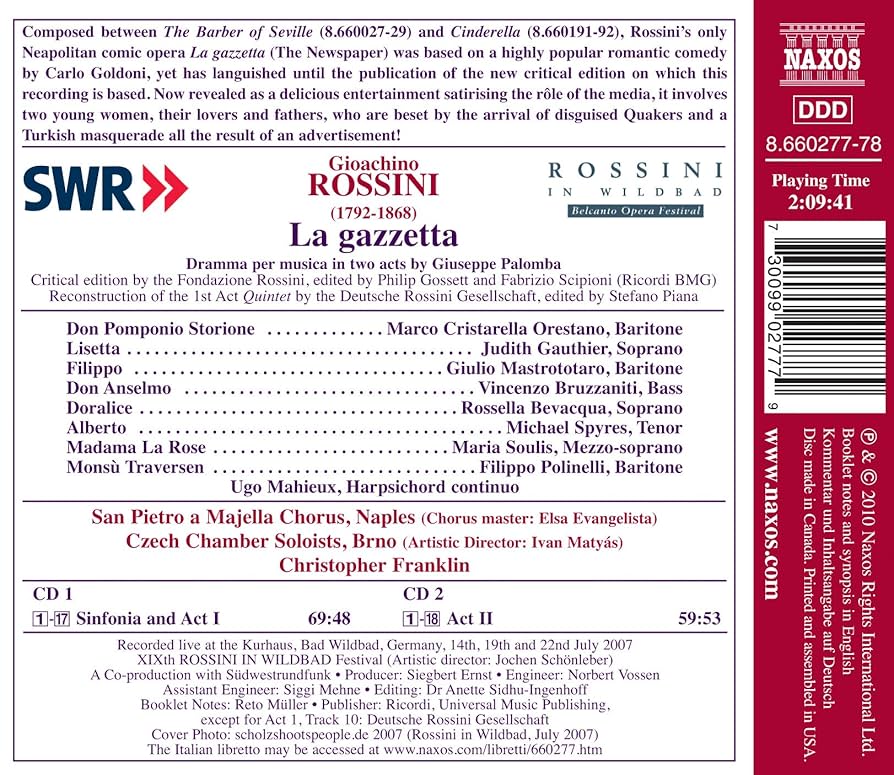 その他 Rossini: La Gazzetta [DVD] ggw725x 中古】【非常に良い】Rossini: La Gazzetta [DVD] ggw725x