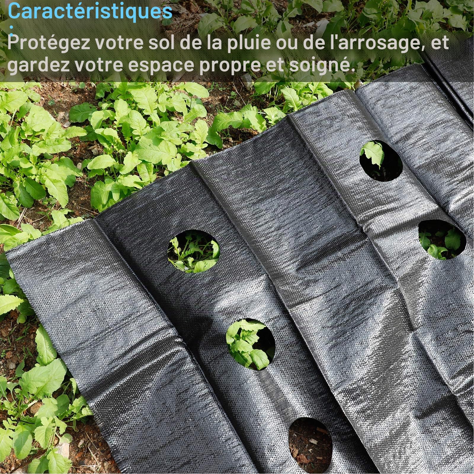 Lot de 2 barrières de Jardin en Tissu d'aménagement paysager avec Trous de Plantation - 0,9 x 3,9 m - Très résistantes - pour Le contrôle de l'érosion du Sol - Stabilisées aux UV (2 Pack)