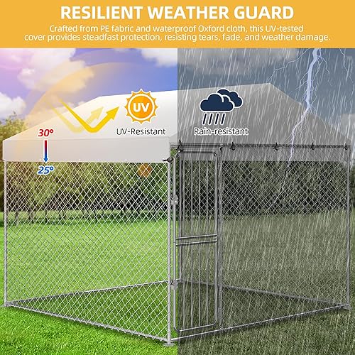 Miniatura 4 de DWVO Perrera grande para perros al aire libre con techo, bolígrafos extra grandes para mascotas, casa para perros de 7.6 x 7.6 x 6.6 pies, carcasa