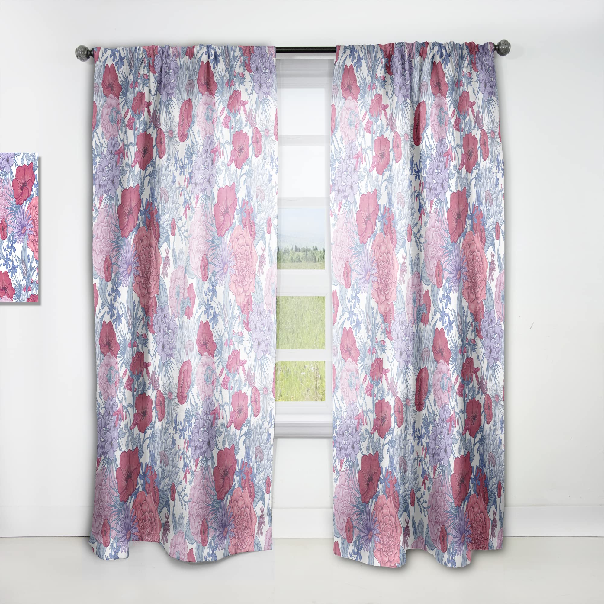Rideaux éclectiques motif floral rétro grand rideau de salon tamisant