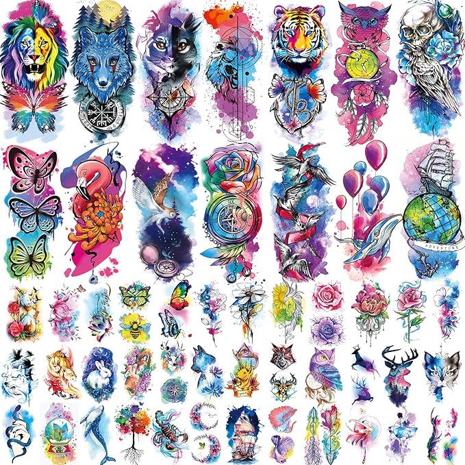 Gorgeous Temporary Tattoos! 🌸🦁🦉