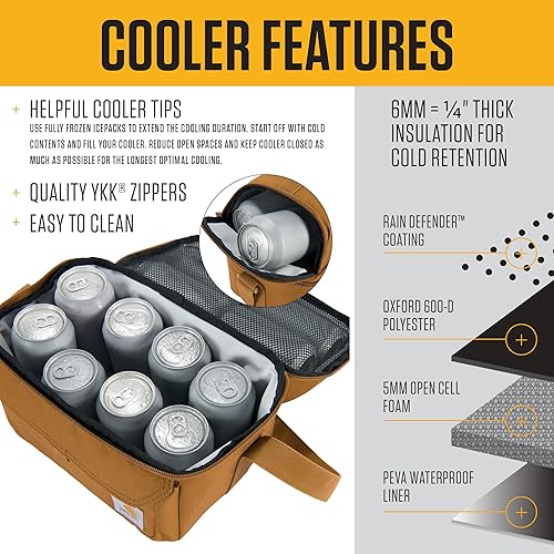 Miniatura 3 de Carhartt Lonchera con dos compartimentos para 12 latas  Lonchera duradera y totalmente aislada para mujeres y hombres, lonchera grande (Carhartt