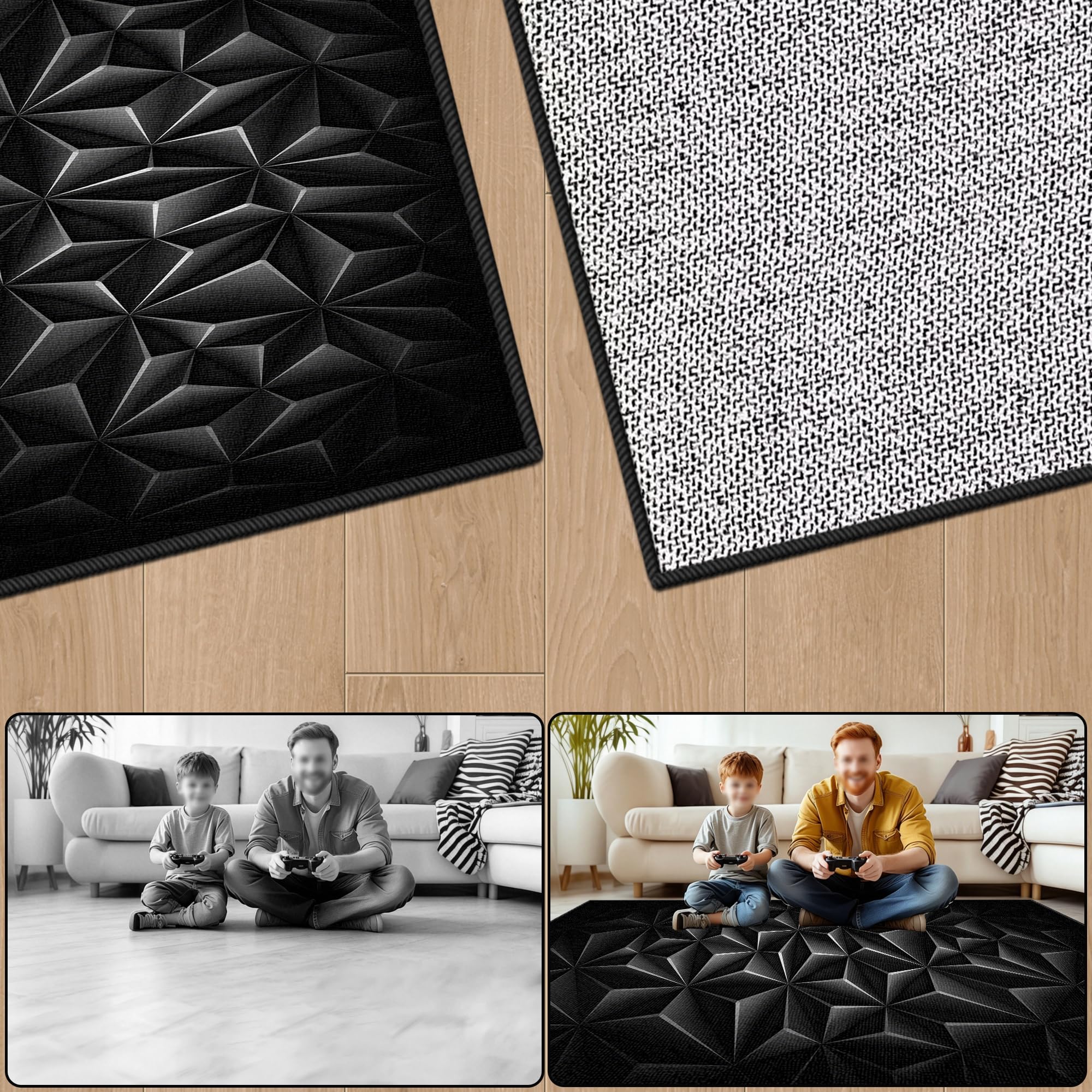 Teppiche für Gaming Zimmer, rutschfeste Waschbar Teppiche für Schlafzimmer, Gaming Teppich groß für Jungen Teenager Schlafzimmer Fußmatte Wohnzimmer 80x160cm/31.50x62.99inch