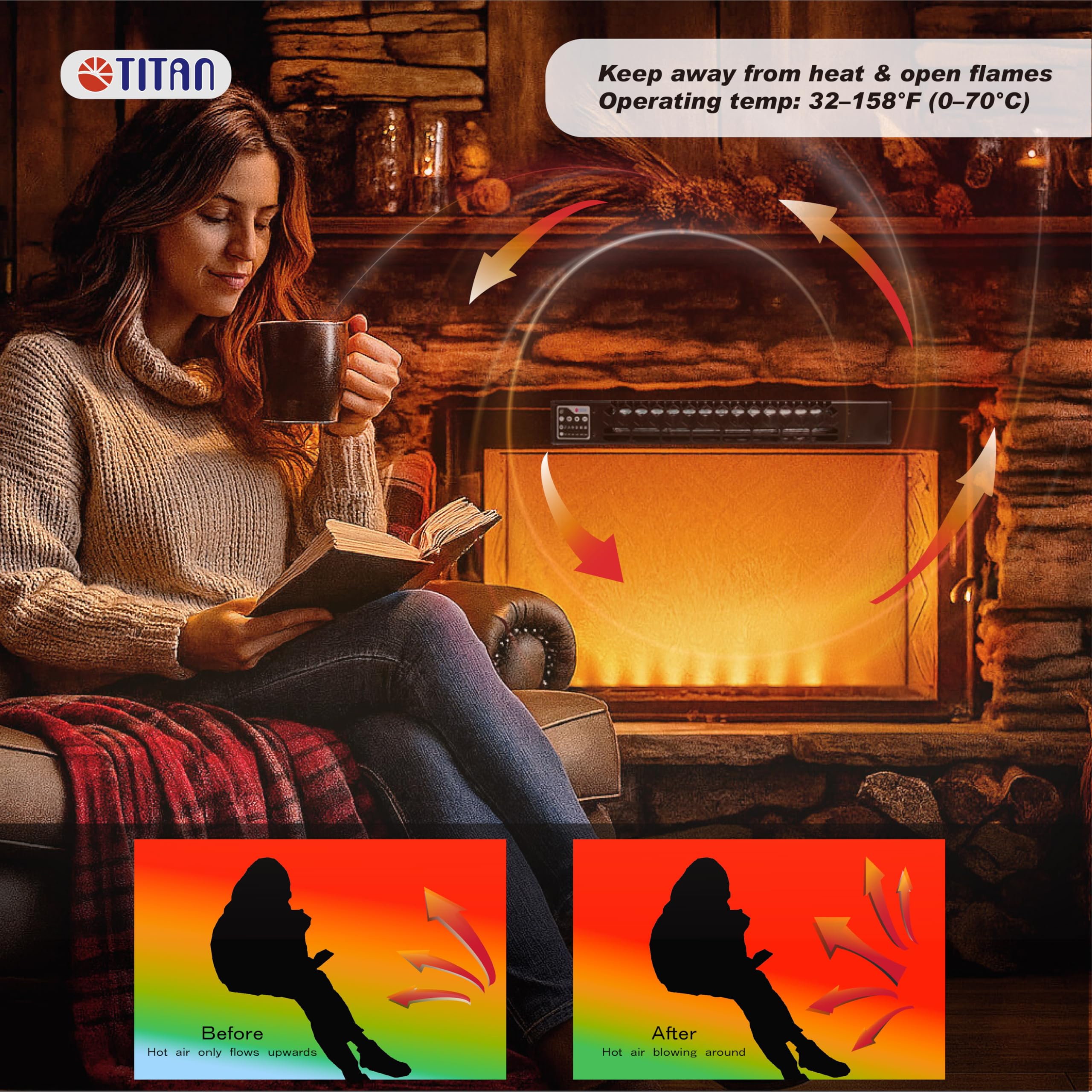 Amazon.com: TITAN Magnetic & Portable Fan for Fireplace, Kitchen