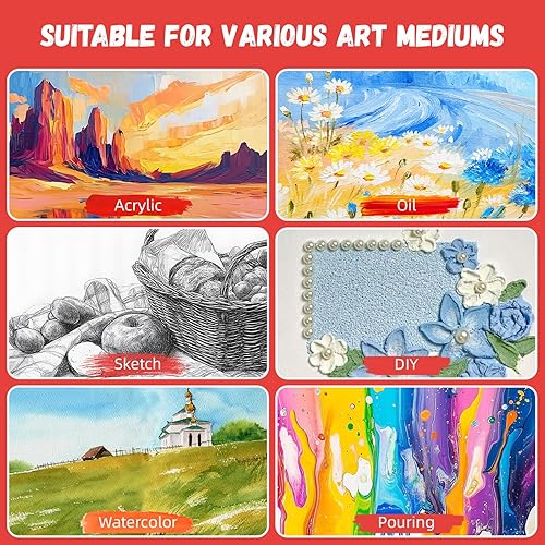 Miniatura 8 de Simetufy Paquete de 12 Tableros de Lienzo Pequeños para Pintura de 4 x 6 pulgadas - Paneles de Mini Lienzo de 100% Algodón sin Ácidos Imprimados