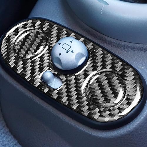 Miniatura 2 de Calcomanía de fibra de carbono real para consola central, panel de palanca de cambios, botón de control adhesivo para el interior del automóvil,