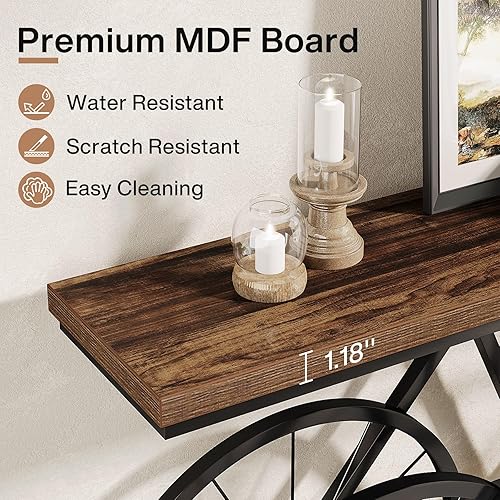 Miniatura 6 de Tribesigns Mesa consola extra larga, mesa de sofá estrecha de 70.9 pulgadas detrás del sofá con base de metal para bicicleta, mesa de entrada