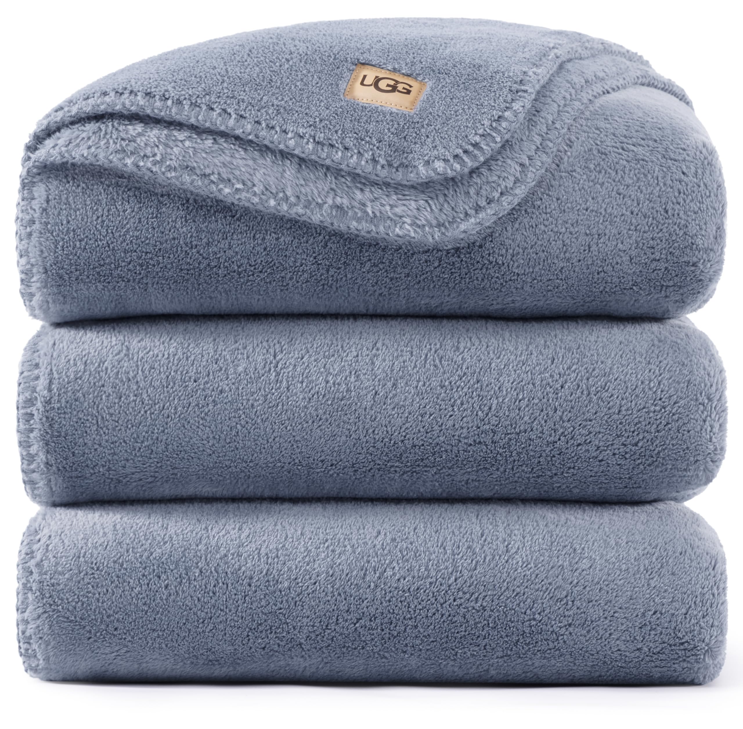 Photo 1 of UGG Whitecap King Size Blanket for Bed, Fleece Cozy Blanket, Luxury Warm Large Throw for Couch, Washable Hypoallergenic California King Bedding, 110" x 90", Denim Blue