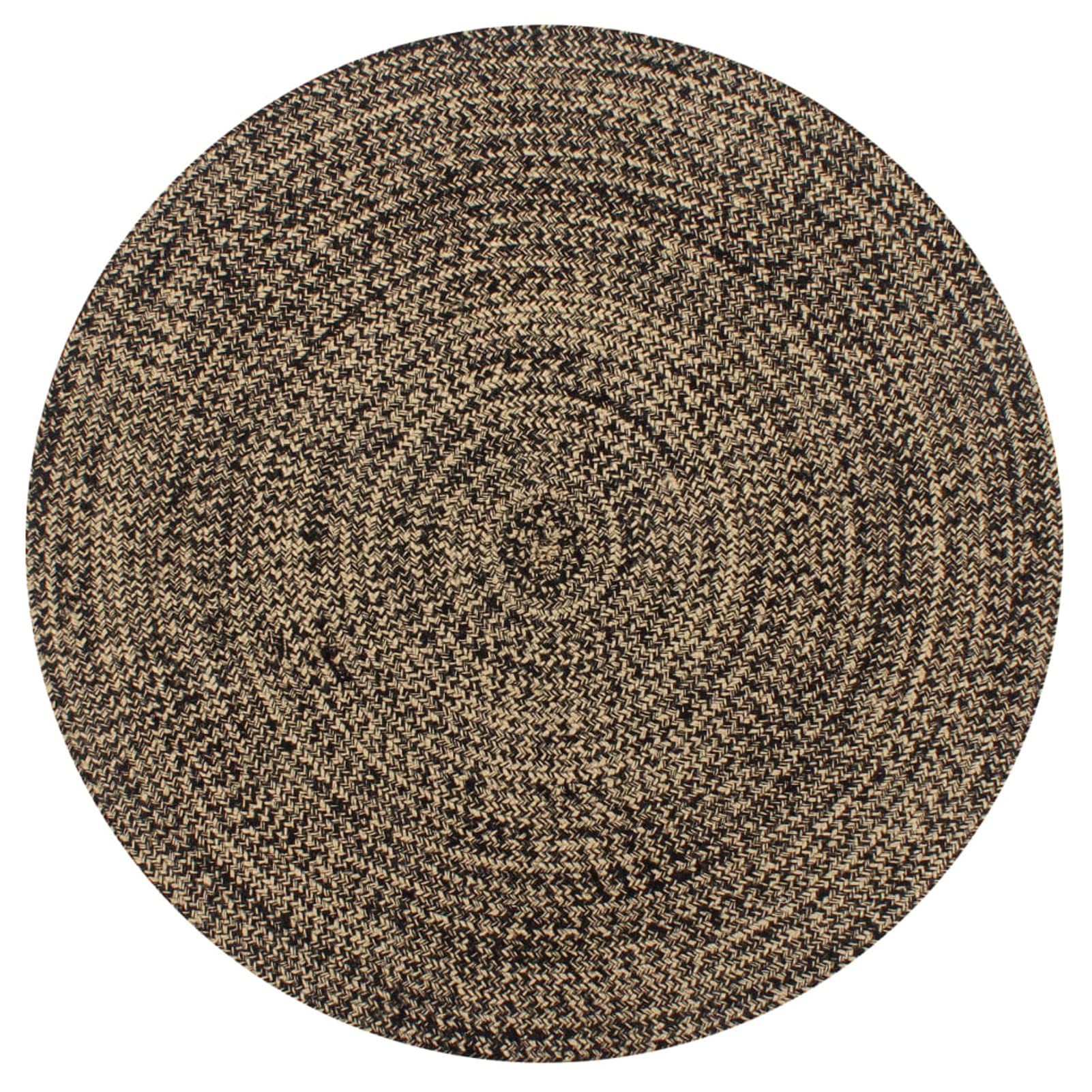 LAPOOH Tapis Fait à la Main Jute Noir et Naturel 90 cm,Grand Tapis Salle De Bain,Tapis De Bain Epais