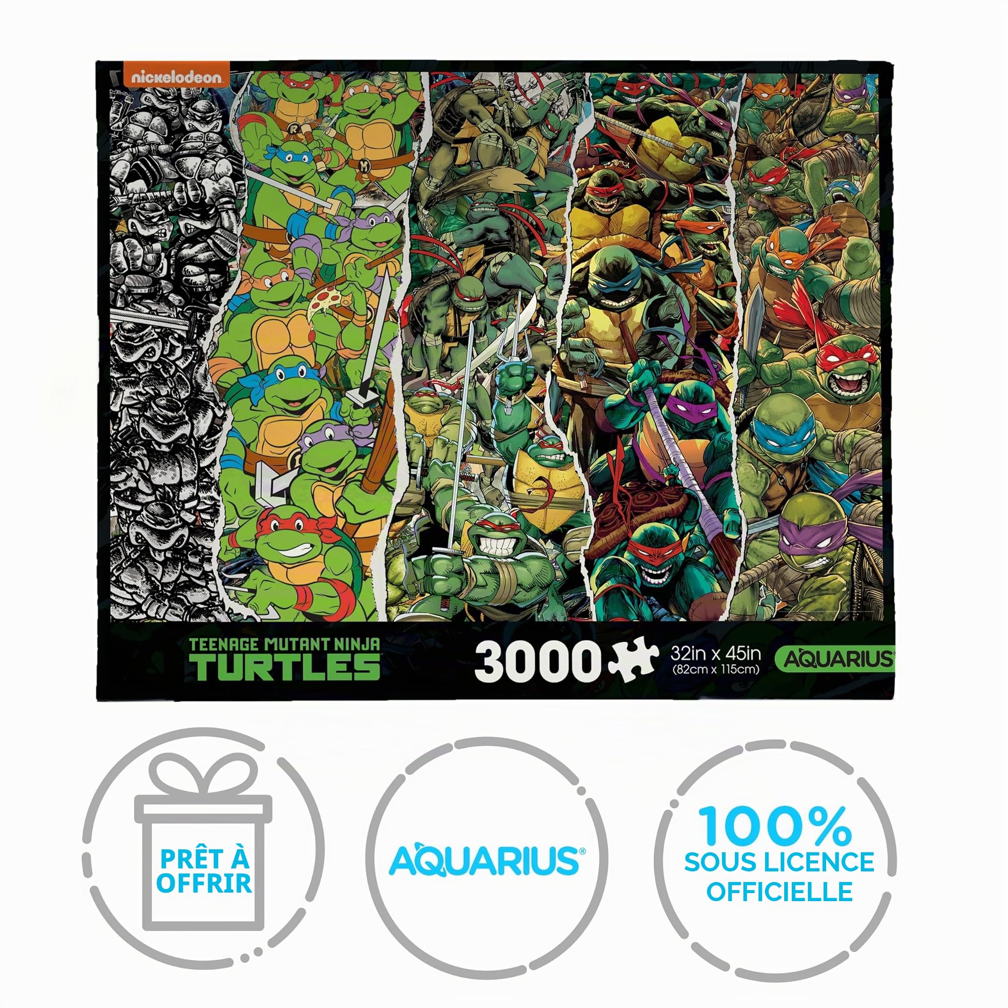 Aquarius TMNT Timeline Puzzle de 3000 pièces (Puzzle de 3000 pièces) – sans reflet – Ajustement précis – sous Licence Officielle Teenage Mutant Ninja Turtles et Objets de Collection – 106,7 x 88,9 cm