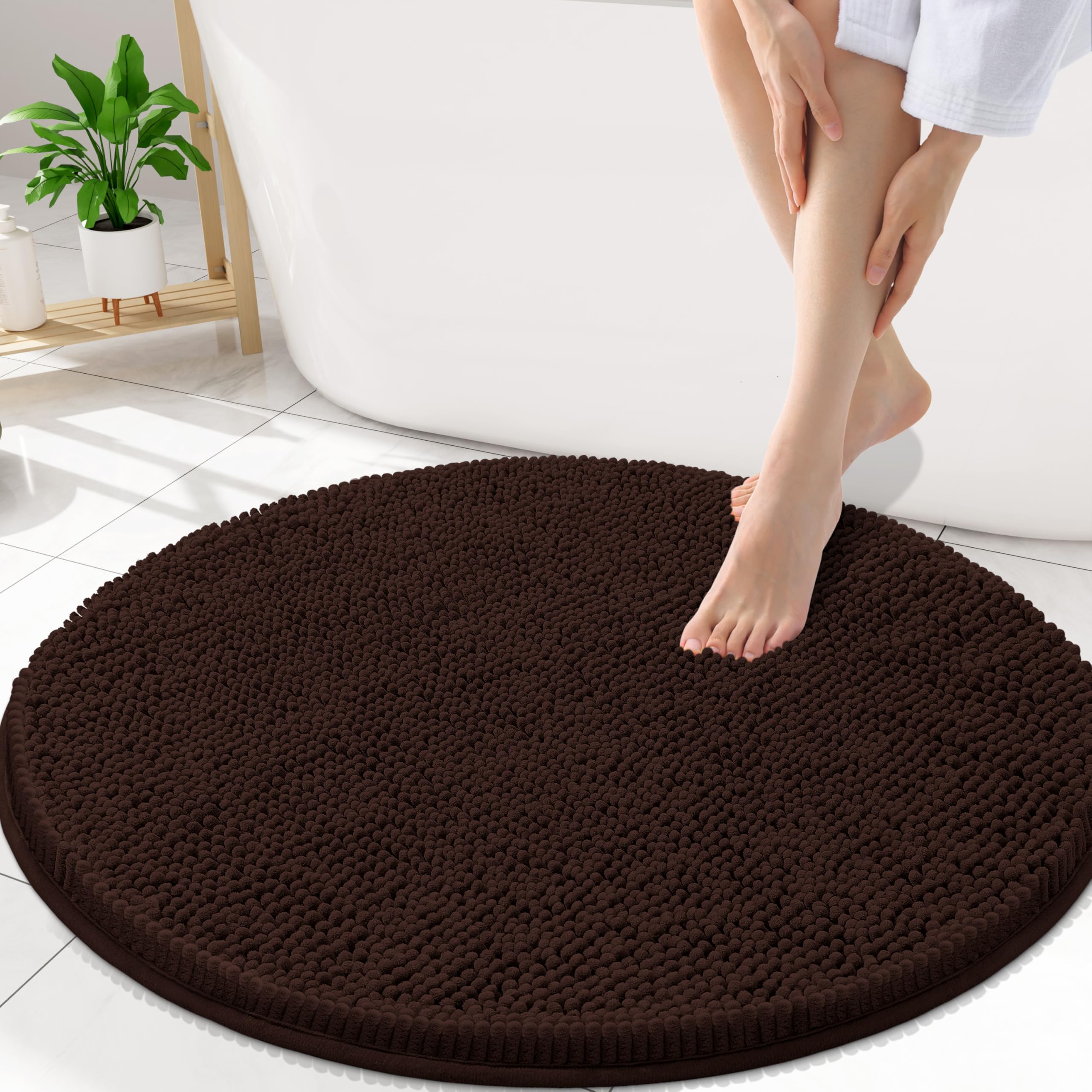 Smiry Round Bathroom Rugs 30X30, Chenille Extra Soft Absorbent Bath Mat