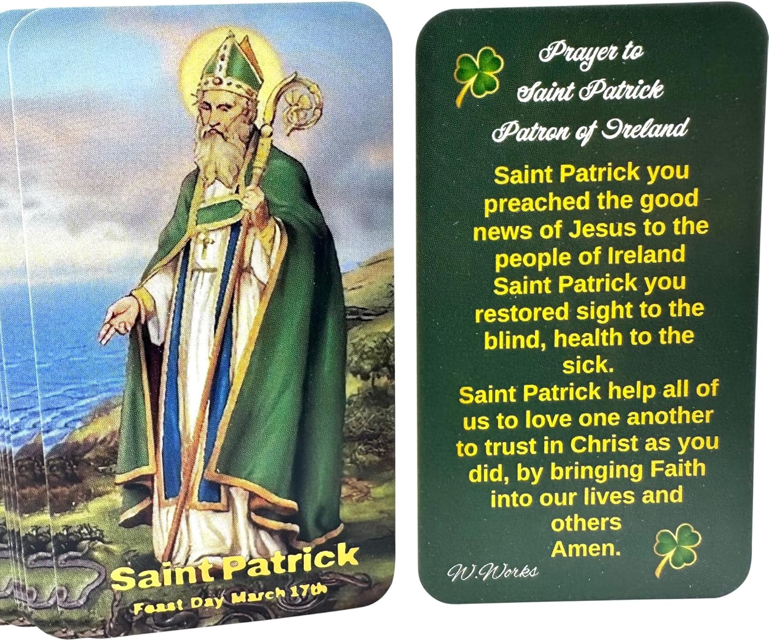 Westmon Works St Patrick Medal Set Italian Metal Medallions Irish Bundle Pack with Patron Saint of Ireland Holy Prayer Cards, 3 of Each - Image 5