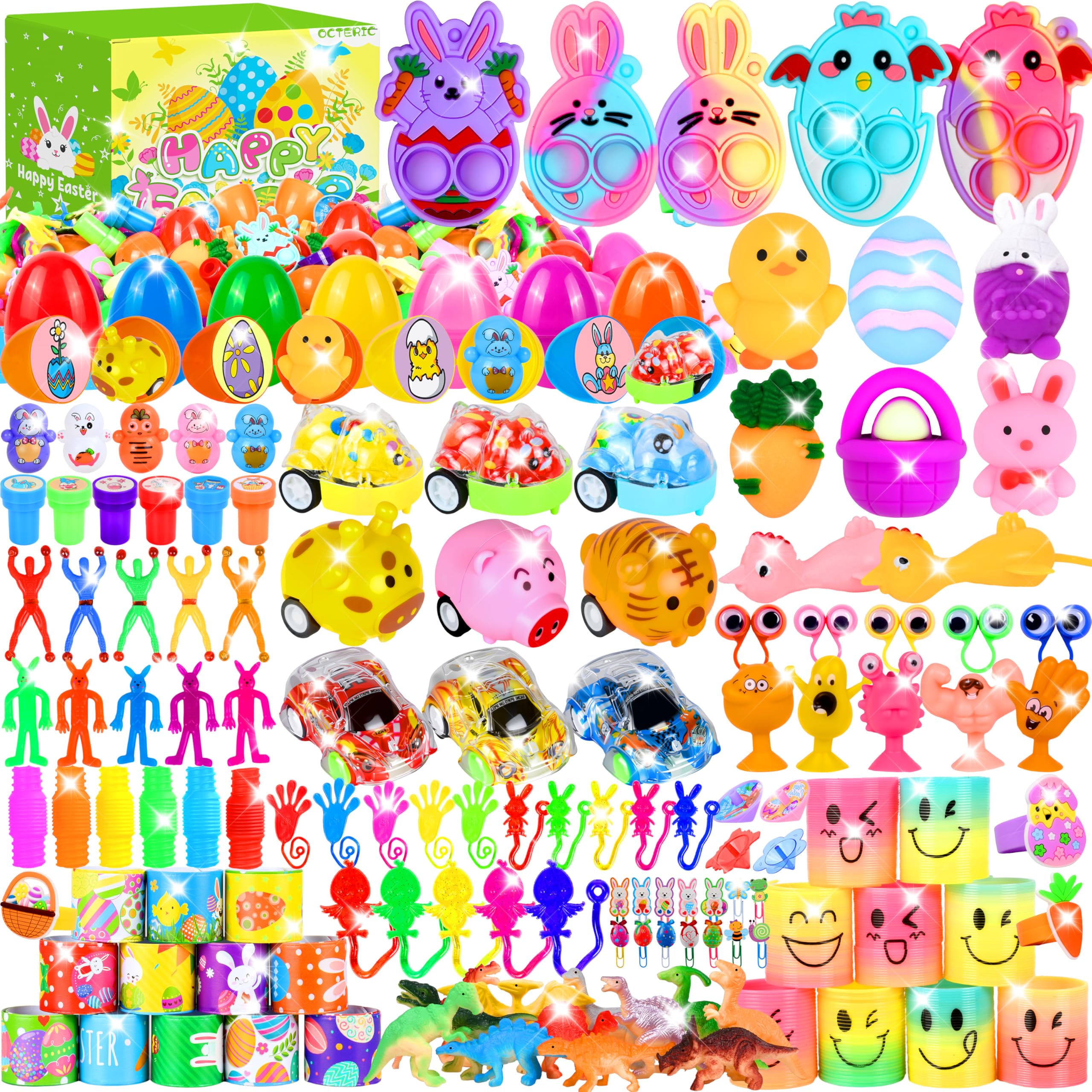 Photo 1 of ?360Pcs Colorful Prefilled Plastic Easter Set, 120 Plactic Eggs Filled with 240 Assorted Toys Stickers Party Favors for Kids Boys Girls Toddlers Easter Eggs Hunt Basket Filler Stuffers Supplies