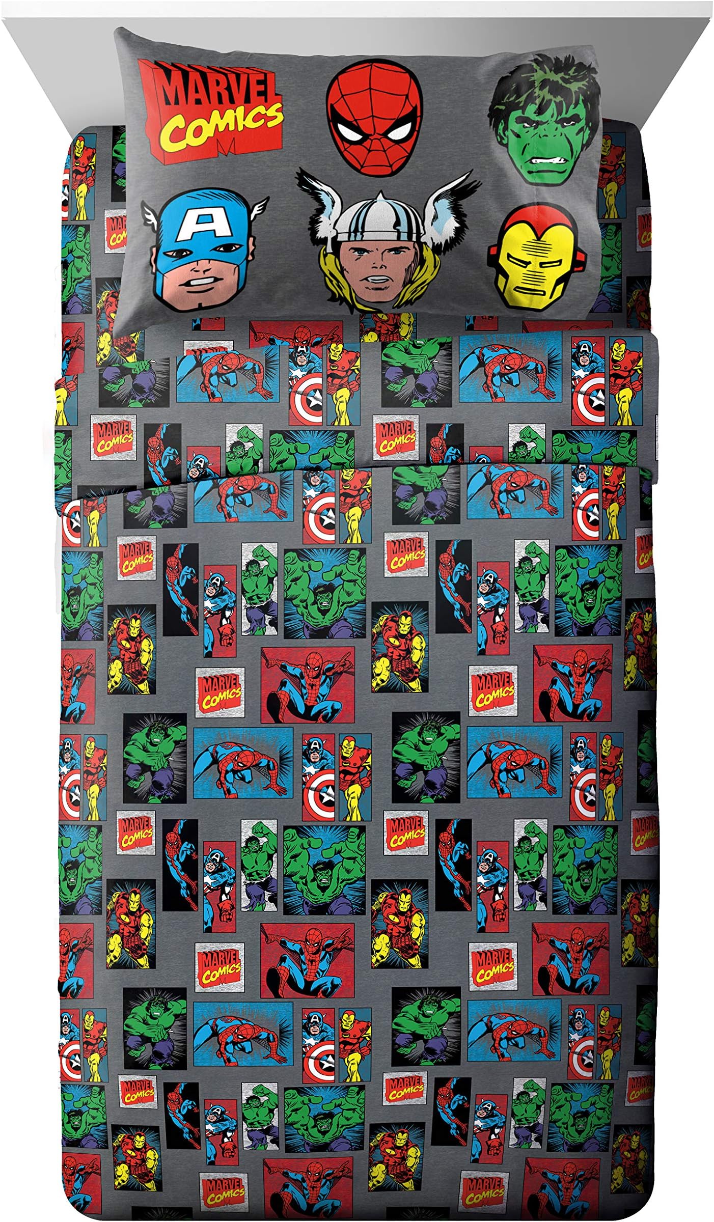 Jay Franco Marvel Avengers Superheroes Full Sheet Set - 4 Piece Set Super Soft and Cozy Kidโs Bedding Features Iron Man - Fade Resistant Polyester Microfiber Sheets (Official Marvel Product)