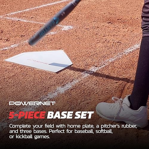 Miniatura 5 de PowerNet Juego de base de 5 piezas para béisbol, sóftbol y kickball, bases de goma antideslizantes flexibles resistentes a la intemperie para juegos