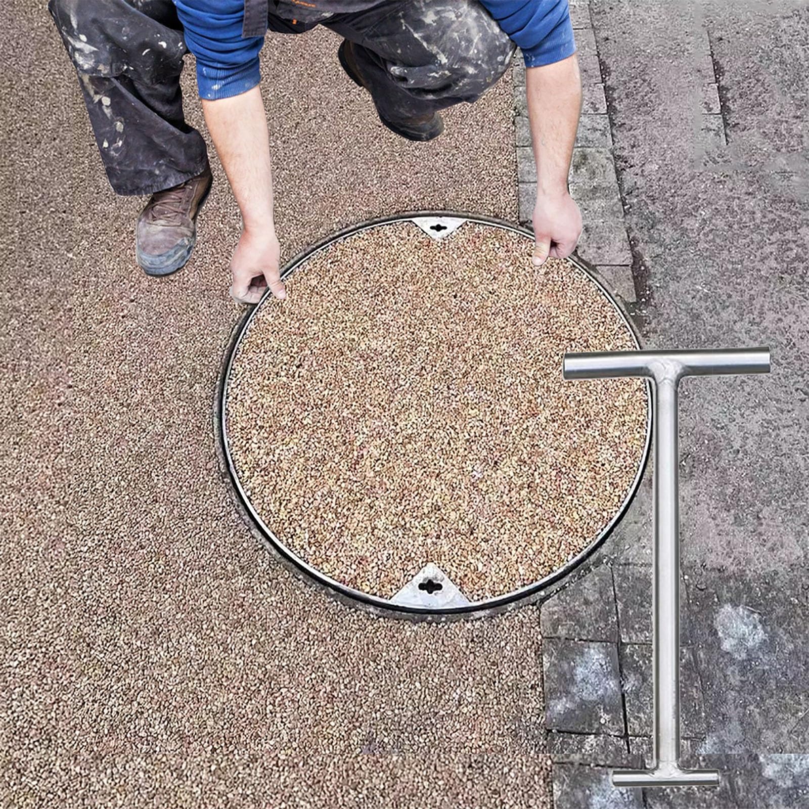 Cache-trou d'égout en ciment rond avec crochet de levage pour fosses septiques et drain