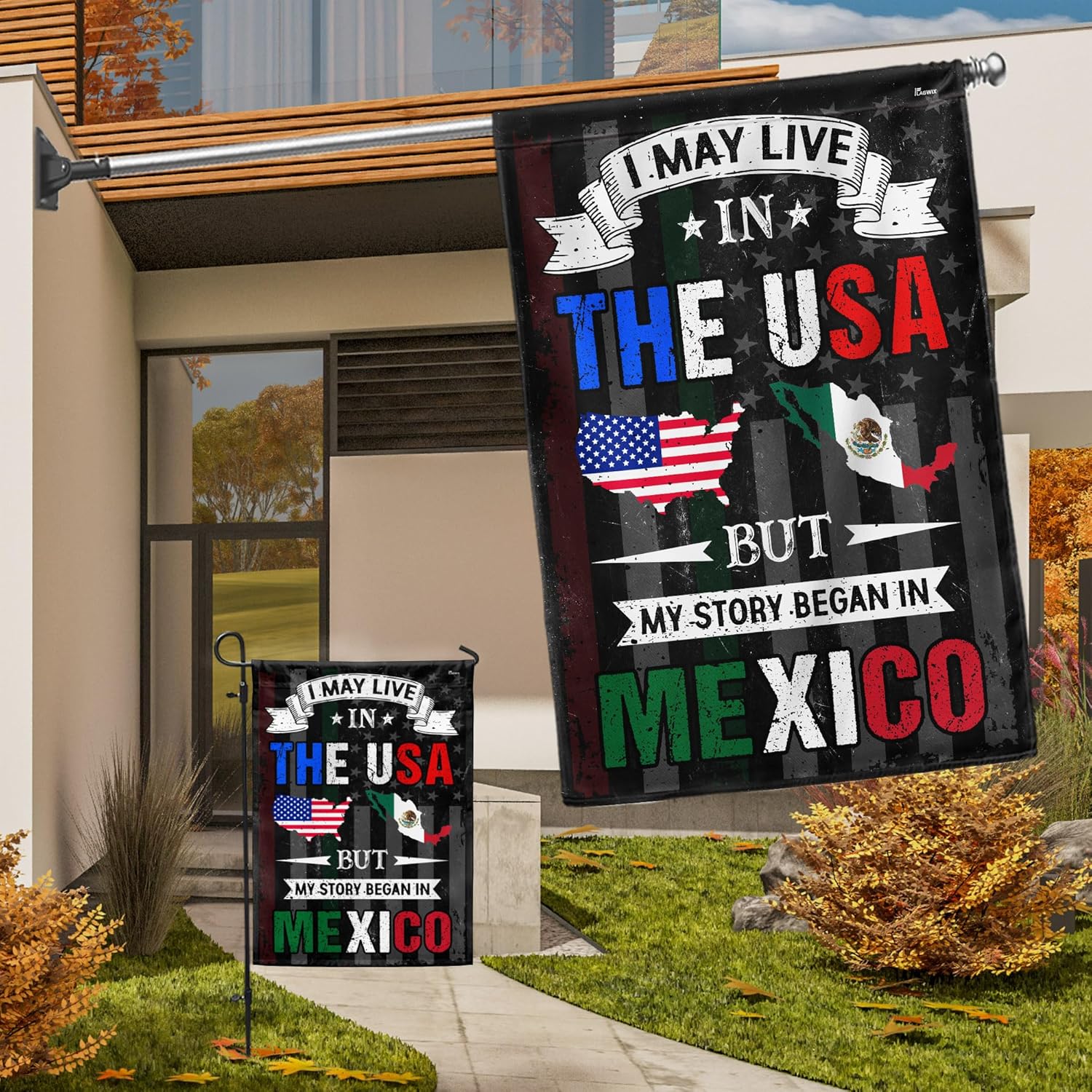 FLAGWIX Mexico Flags, I May Live in The USA But My Story Began in Mexico Flag - 4th of July Decorations For Home, House Flag 30x40 - USA House Garden Flags Premium Polyester, Decorative Outdoor Flags - Image 6