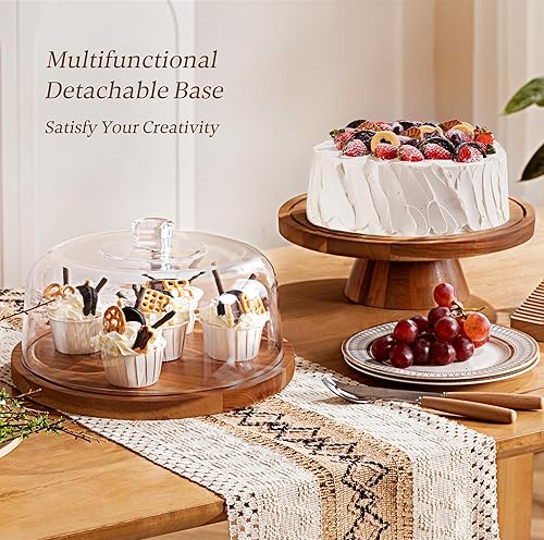 Miniatura 37 de HABIBEE 6-in-1 Soporte multifuncional de acrílico con cúpula para servir pasteles, 12 pulgadas