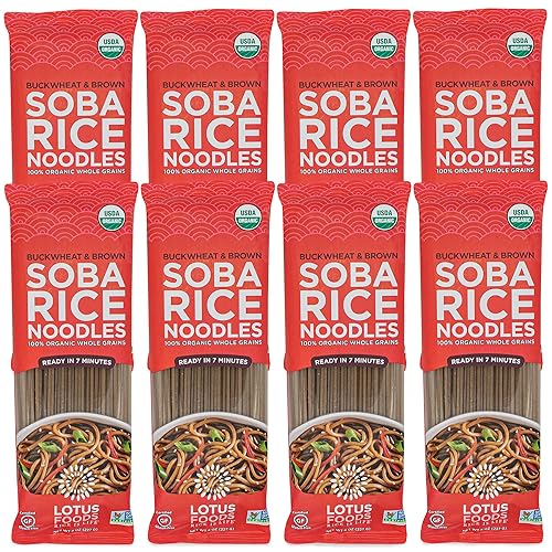 Lotus Foods Fideos de arroz orgánicos de alforfón y soba morena, 8 unidades