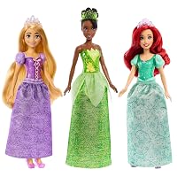 Mattel Disney Princess - Set di 3 bambole con abiti scintillanti e accessori inclusi