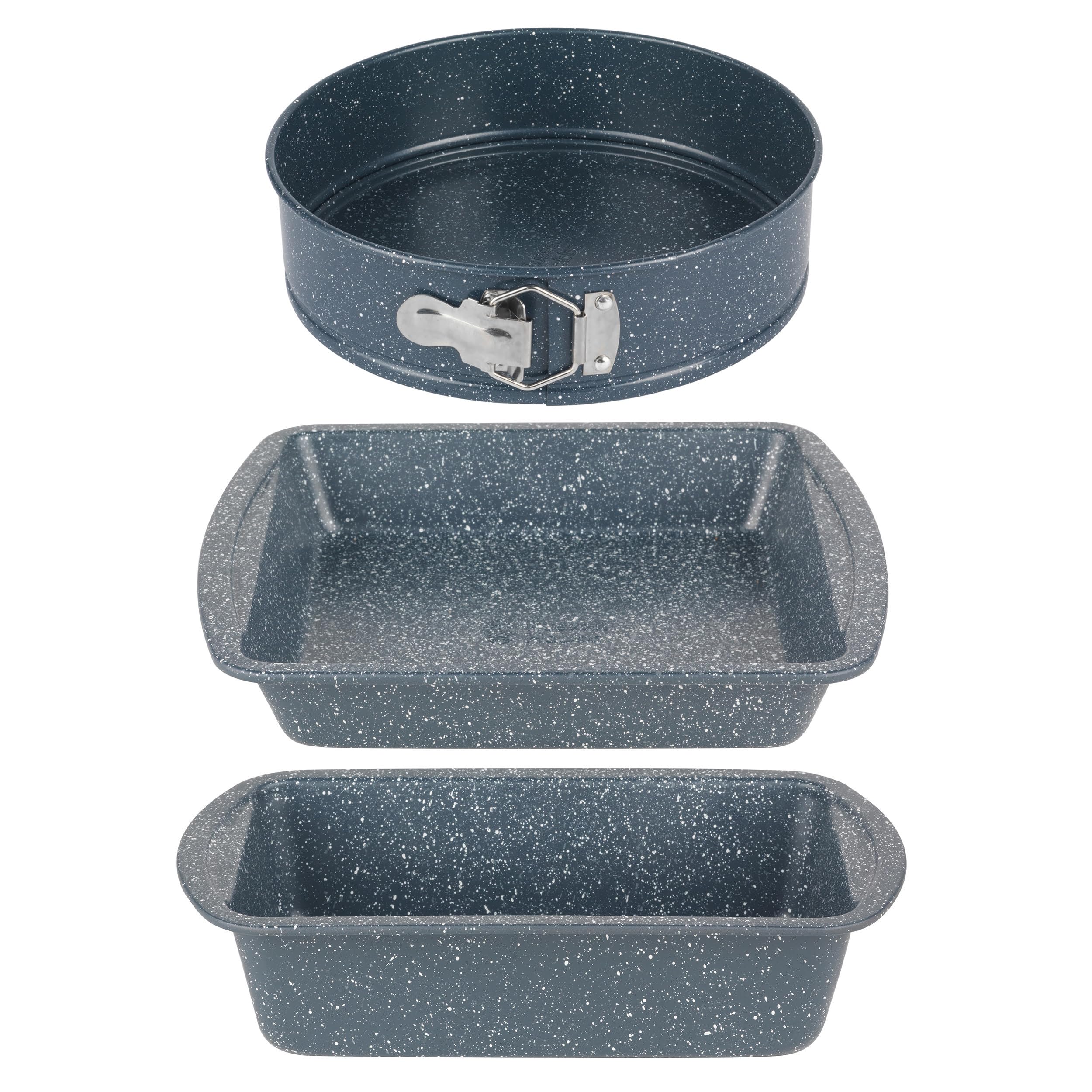 Russell Hobbs COMBO-8233A Backset mit Kastenform, quadratisches Backblech & Springform Kuchenform Antihaft-Karbonstahl, leicht zu reinigen, für Schwamm/Käsekuchen, Nightfall Stone, blauer Marmor