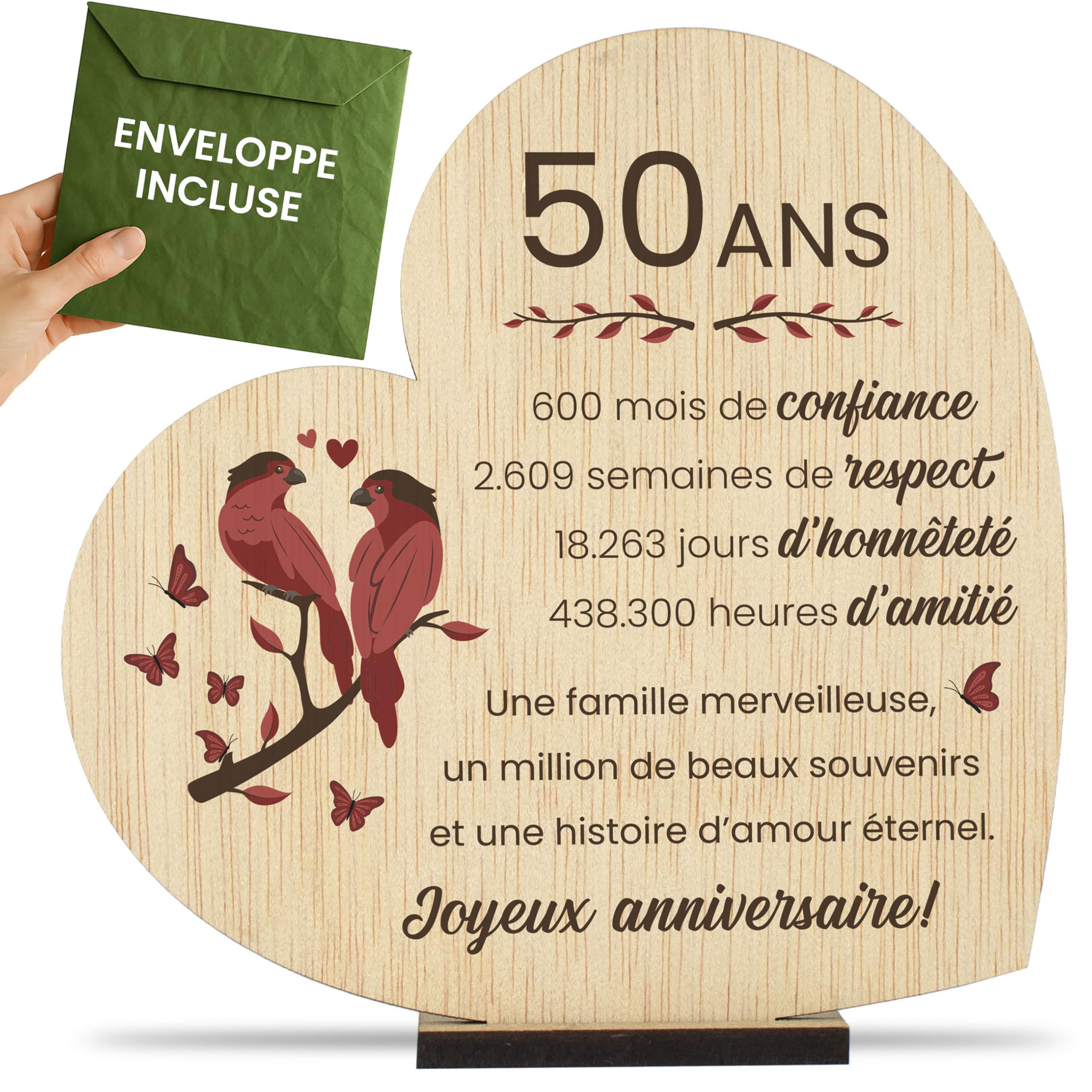 CONTRAXT Cadeau Noces d'Or 50 ans de Mariage pour Parents Idée Cadeau Originale pour 50ème Anniversaire de Mariage Mère & Père Carte de Vœux (50 Ans)