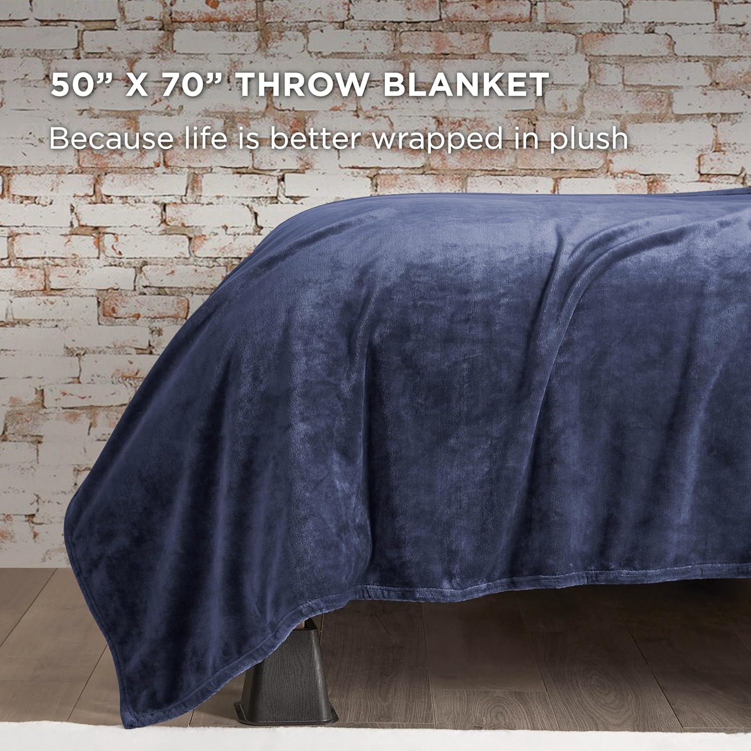 Solid Plush 50"X70" Throw Blanket, Blue - Plush Blanket for Ultimate Comfort and Cozy Warmth - Image 2