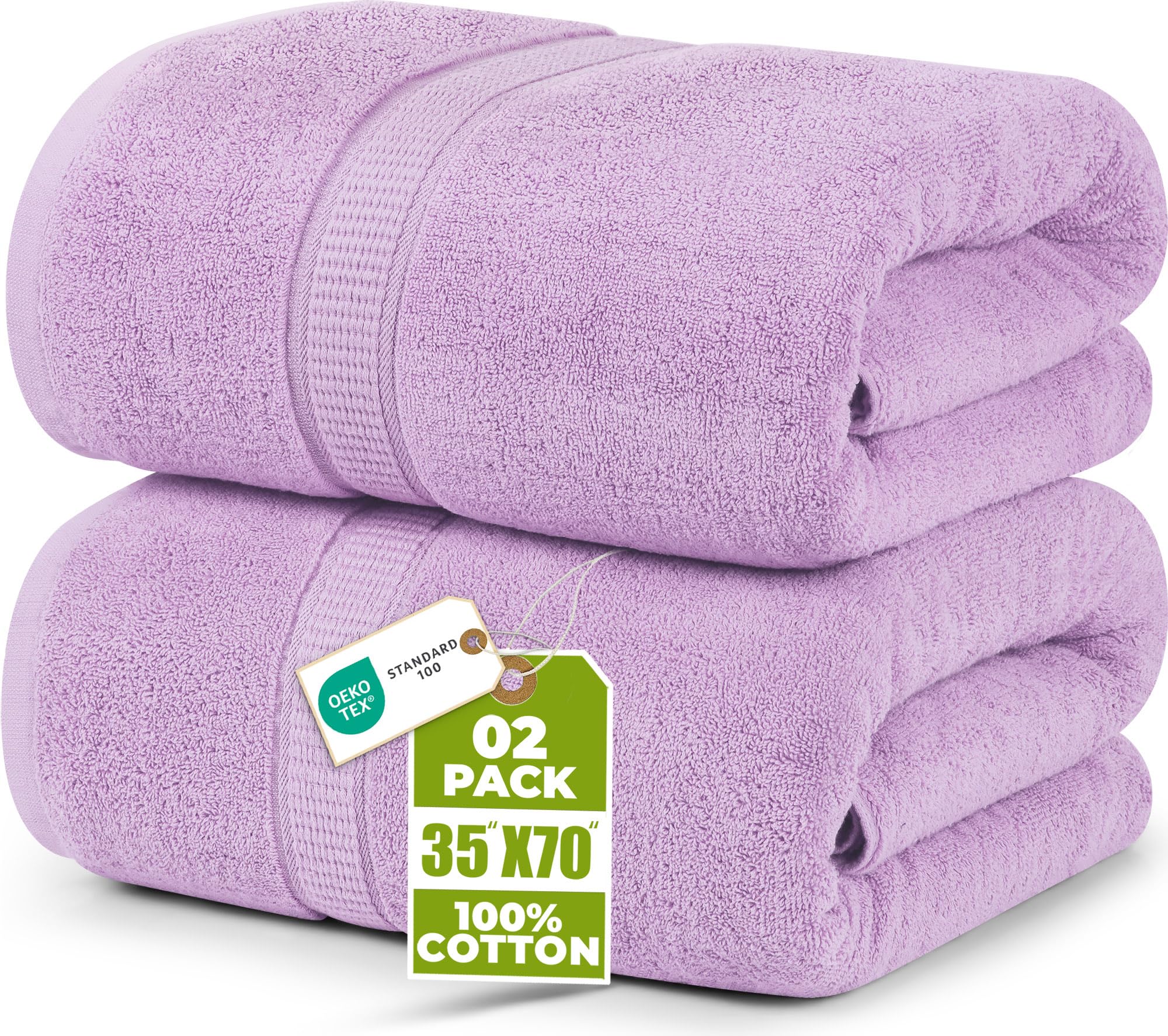 Utopia Towels - Luxurious Jumbo Bath Sheet 2 Piece - 600 GSM 100% Ring Spun Cotton Highly Absorbent and Quick Dry Extra Large Bath Towel - Super Soft Hotel Quality Towel (35 x 70 Inches, Lavender)