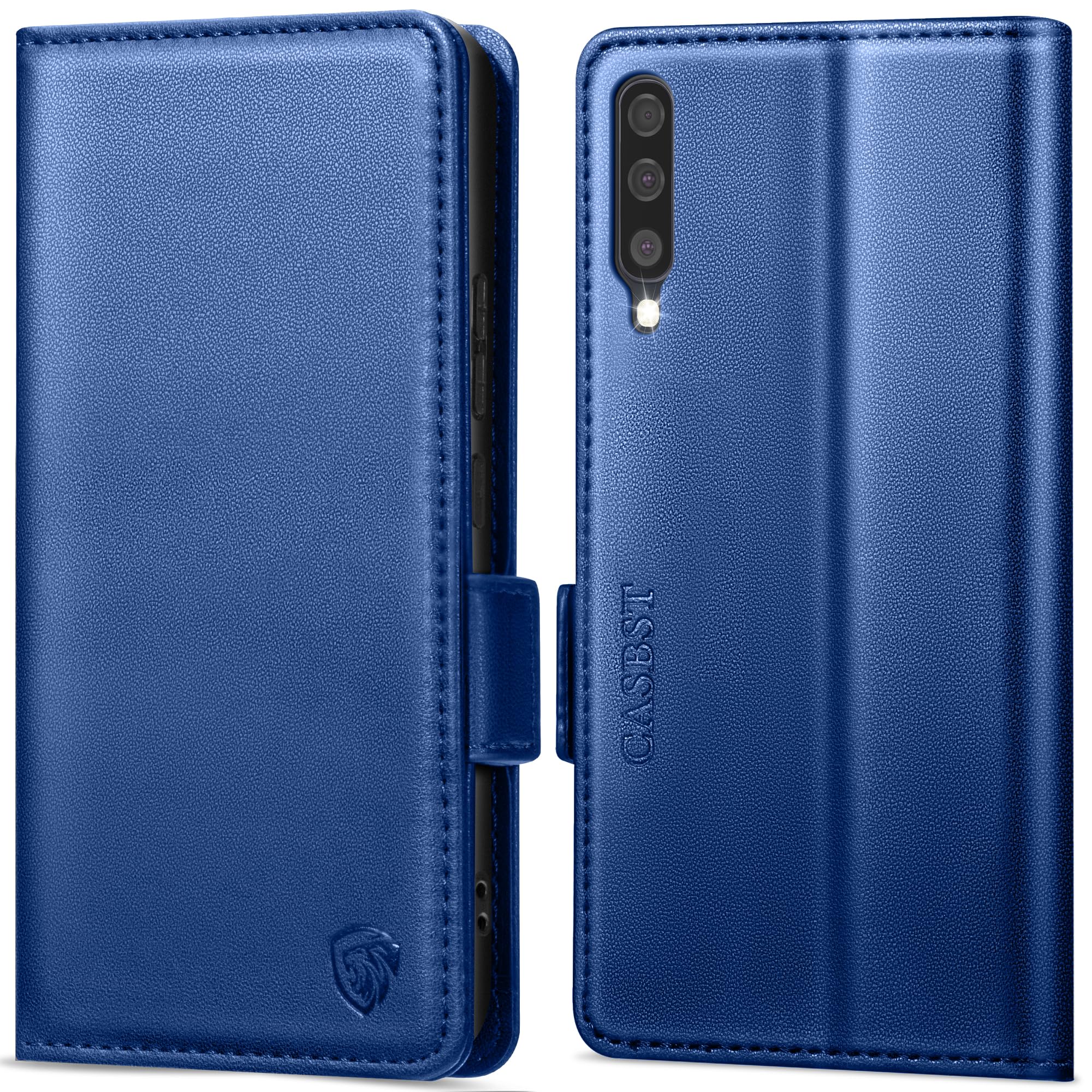 CASBST Handyhülle für Samsung Galaxy A50/A30S Hülle, Premium Leder Schutzhülle Klappbar für Samsung Galaxy A50 Flip Case mit Kartenfach Ständer Magnet Klapphülle für Samsung A50 Hülle (Schwarz)