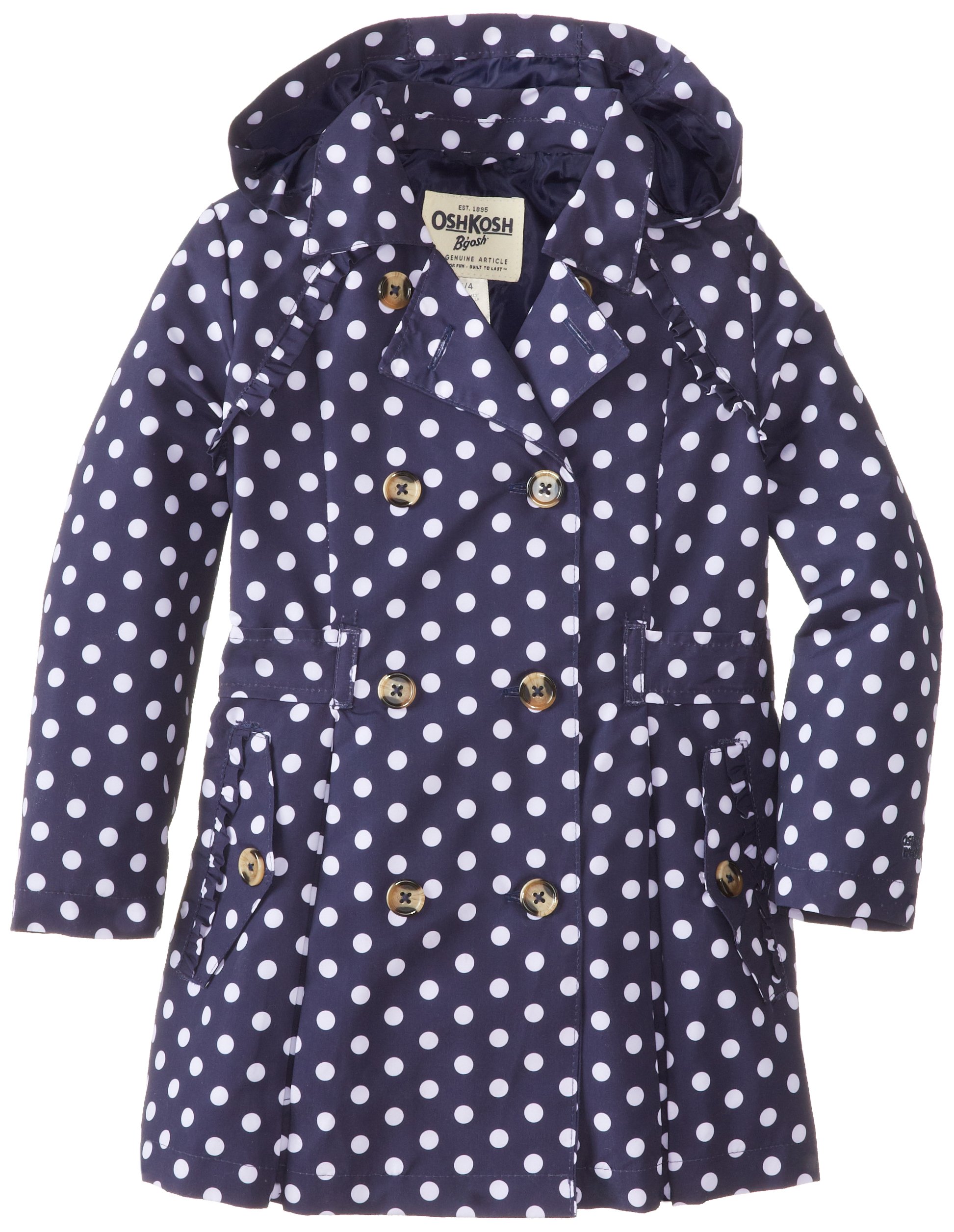 Osh Kosh Little Girls' Dot Printed Trench Coat Jacket