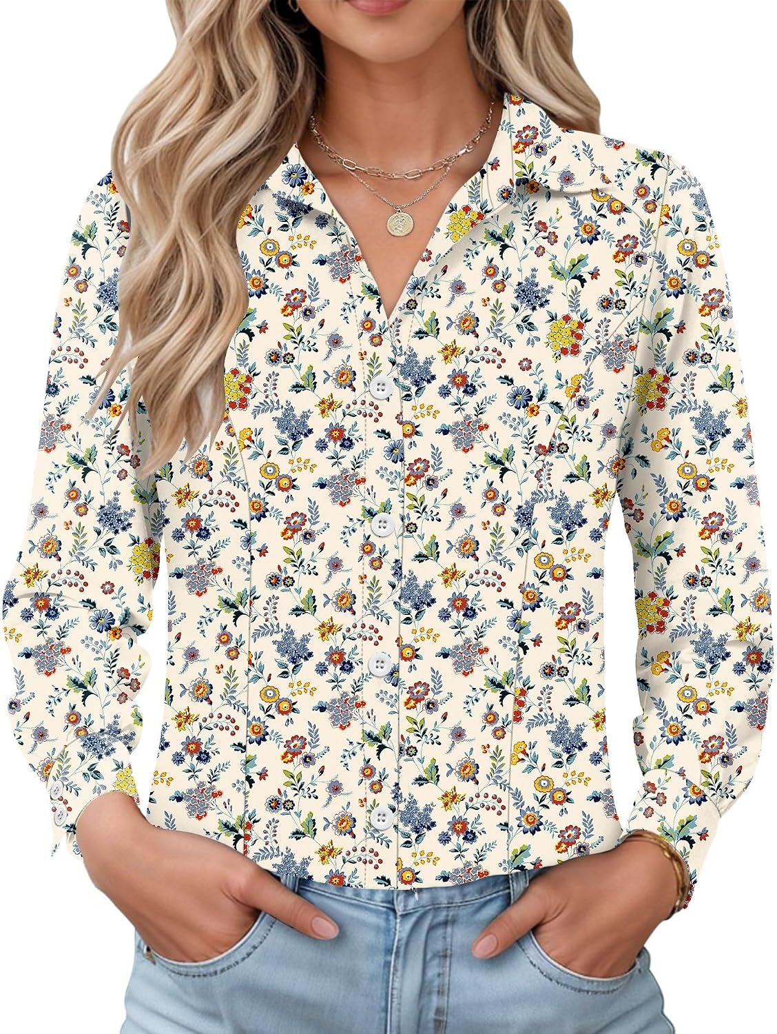 Chemise habillée - [MARQUE] - Monochrome blanche - Manches longues - Femme - Adulte Blanc