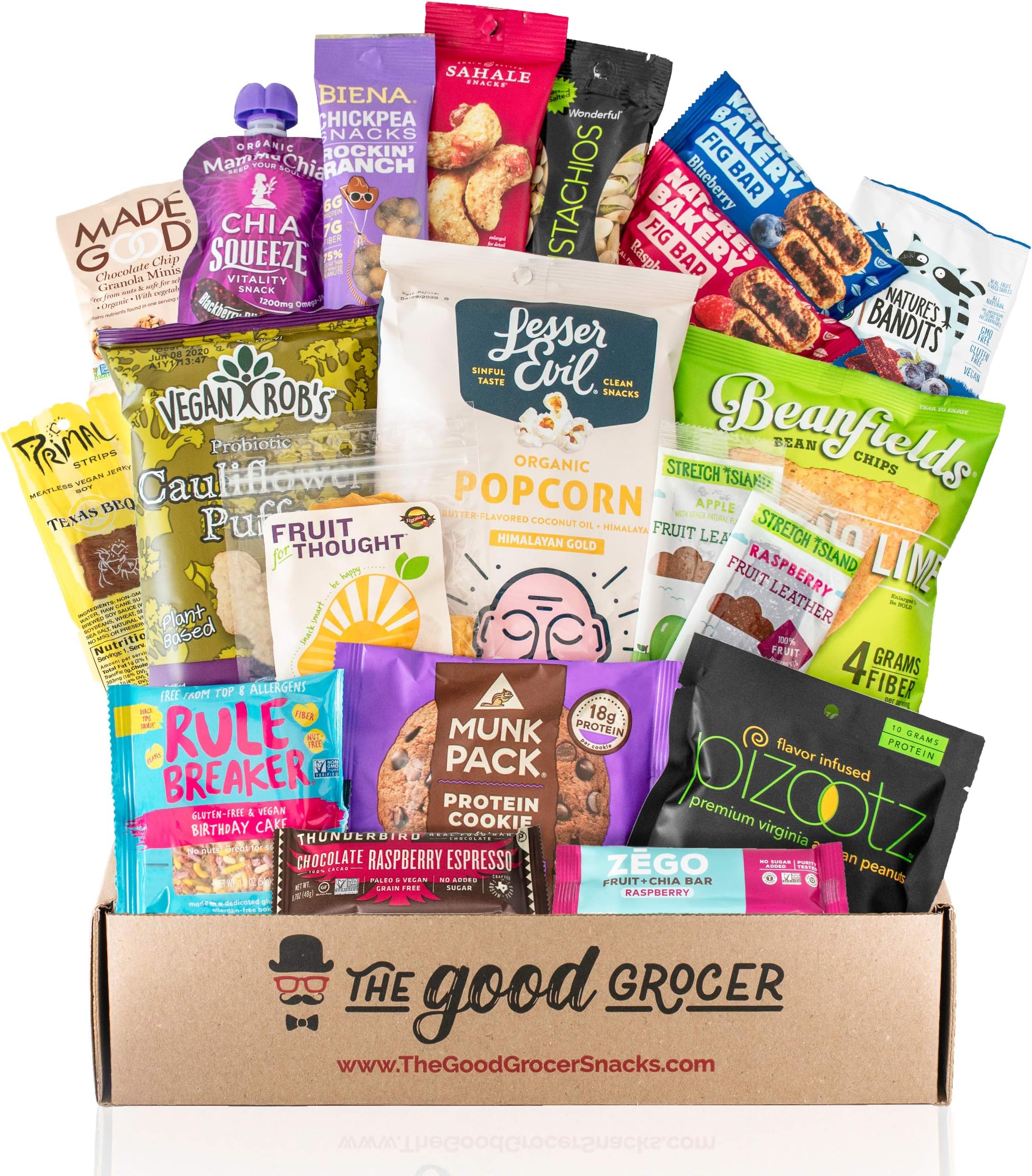 Healthy VEGAN Snacks Care Package: Non-GMO, Vegan Jerky, Protein Bars, Cookies, Fruit & Nuts, Healthy Gift Basket Alternative, Snack Variety Pack, College Student Care Package