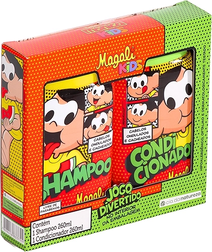 Turma da Mônica Kids, Kit Infantil, Shampoo e Condicionador, Para cabelos Ondulados e Cacheados, Magali, 2 X 260ml