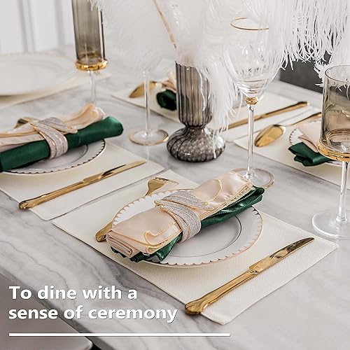 Vista 99 de Home Brilliant Juego de 4 manteles individuales de lino azul, resistentes al calor, manteles individuales para mesa de comedor, manteles Índigo