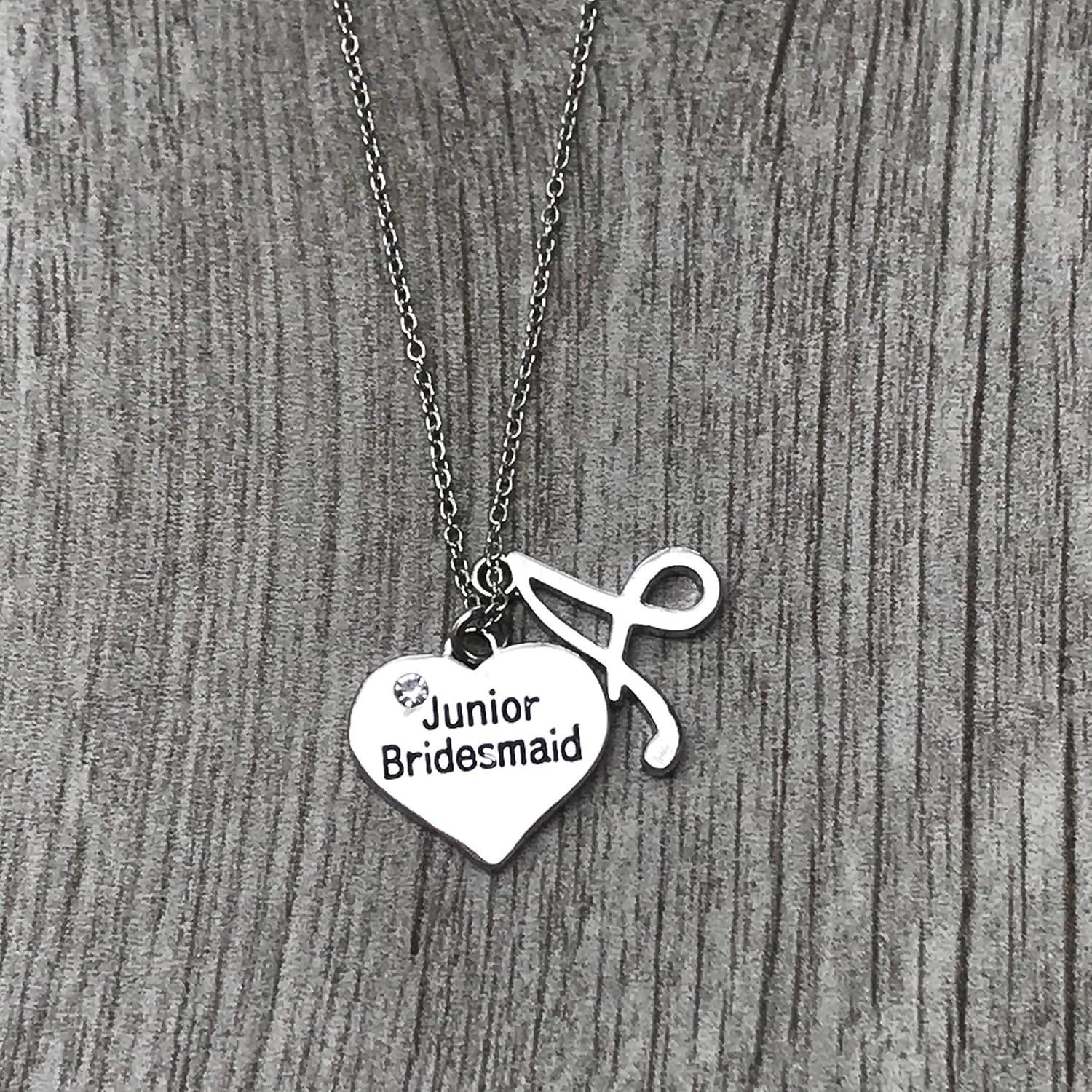 Personalized Junior Bridesmaid Charm Necklace, Customized Jr Bridesmaid Jewelry
