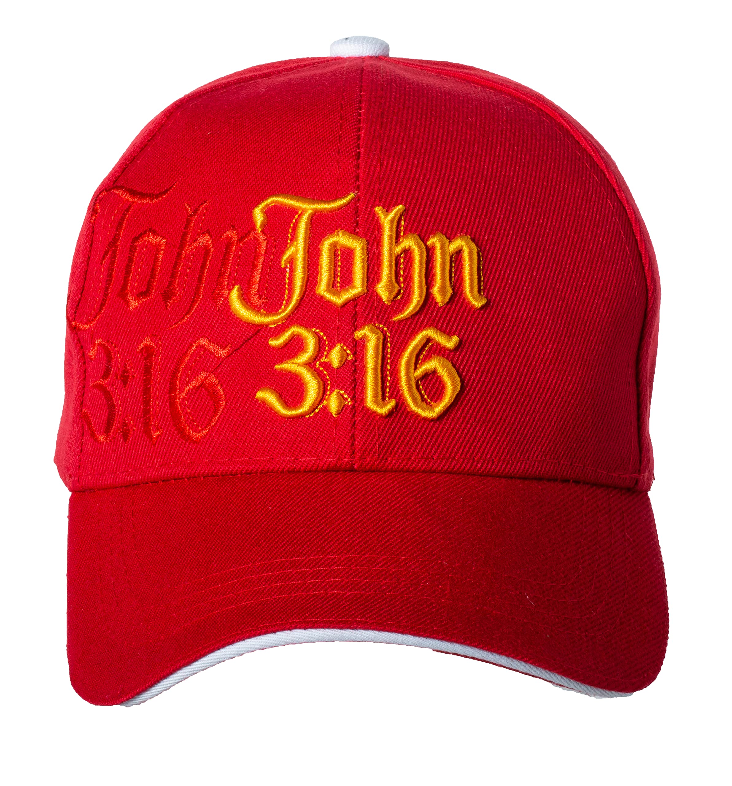 John 3:16 Hat - Religious Bible Christian Jesus Faith Religious Embroidered Cap, Red, One Size
