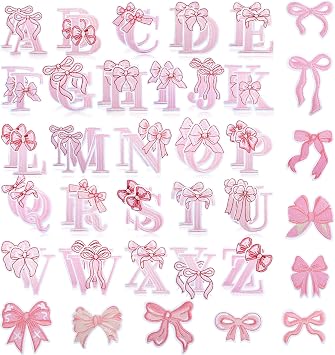 KINGSOW Iron On Letter Patches for Clothing 62 Bow Core Alphabet Patches