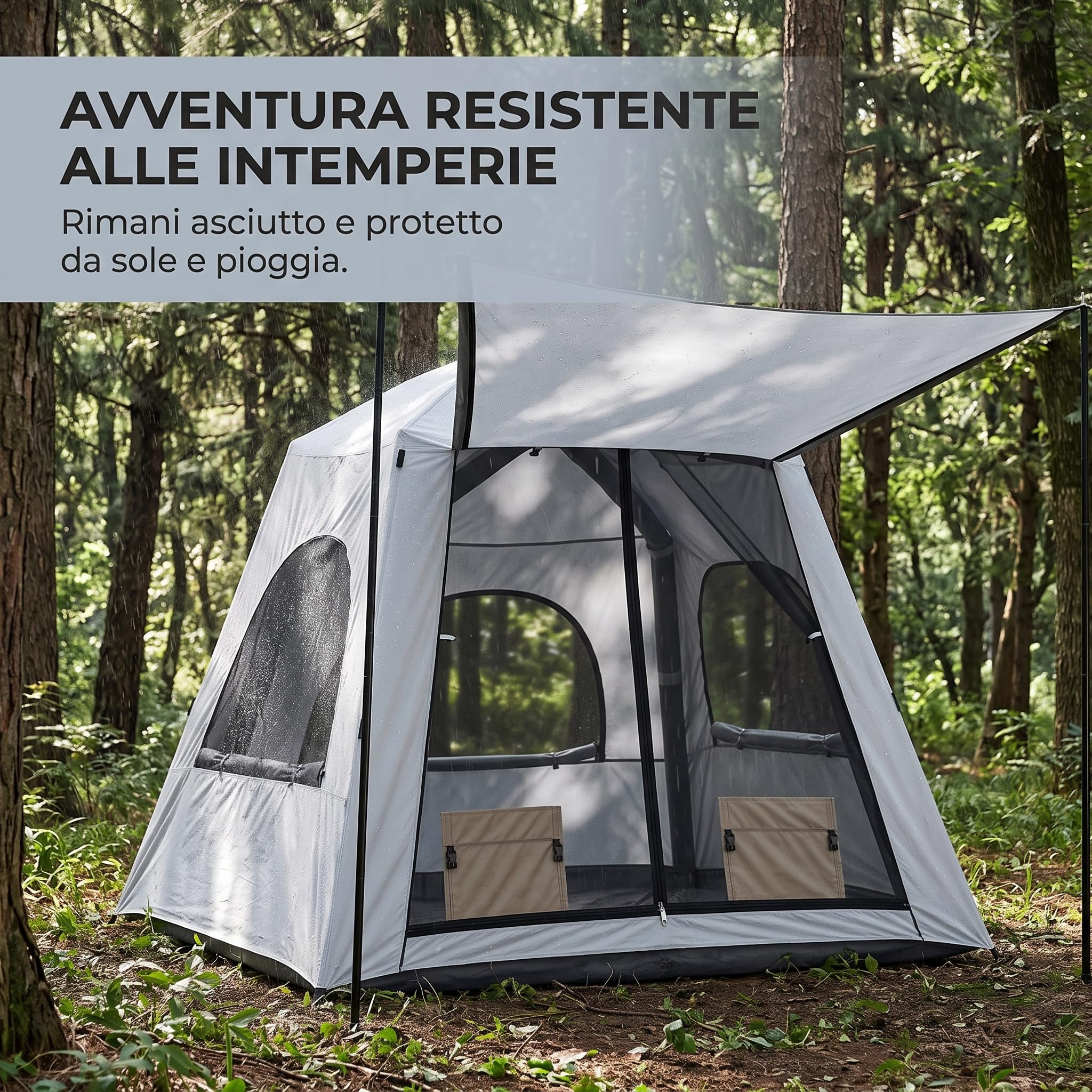 Tienda Inflable Camping para 3 y 6, Tienda Impermeable Montaje rápido, para Noche